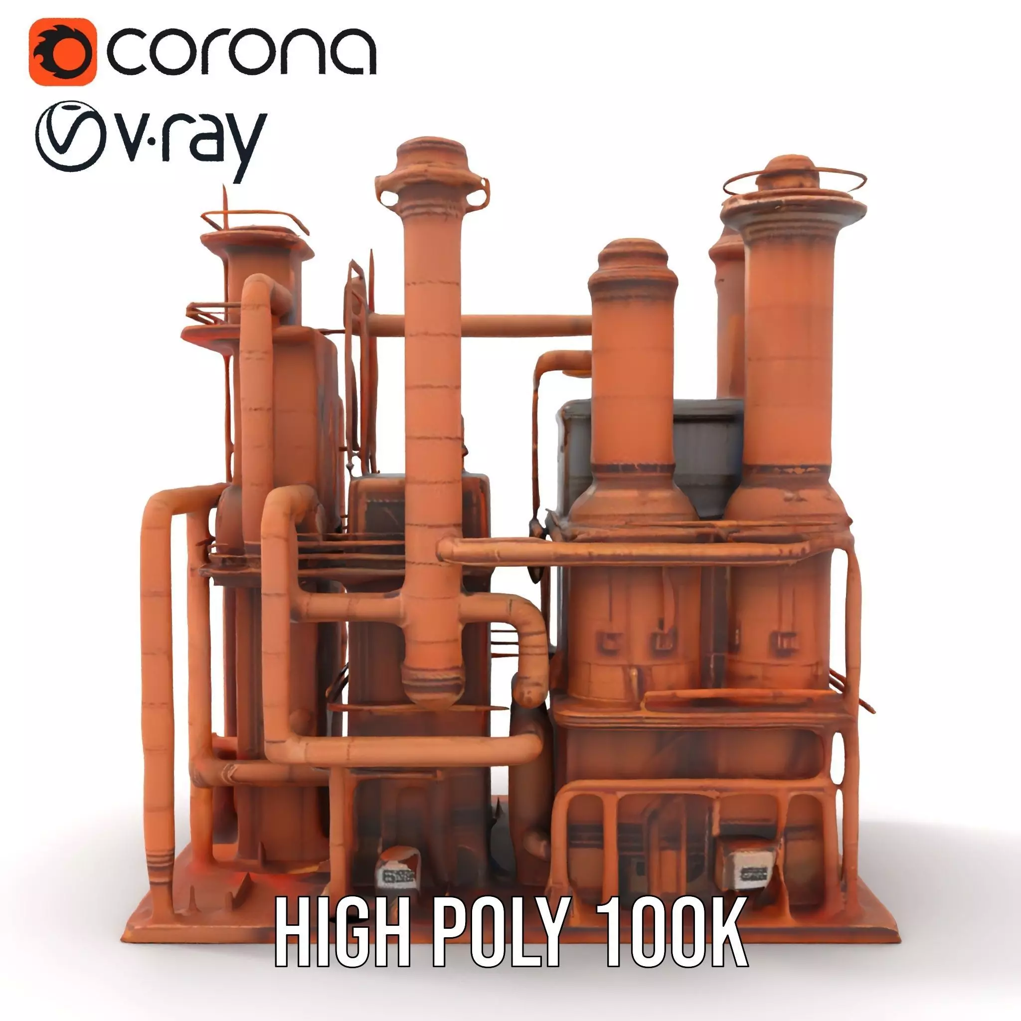 Rustic Factory Complex model pack Low-poly 3D model_26