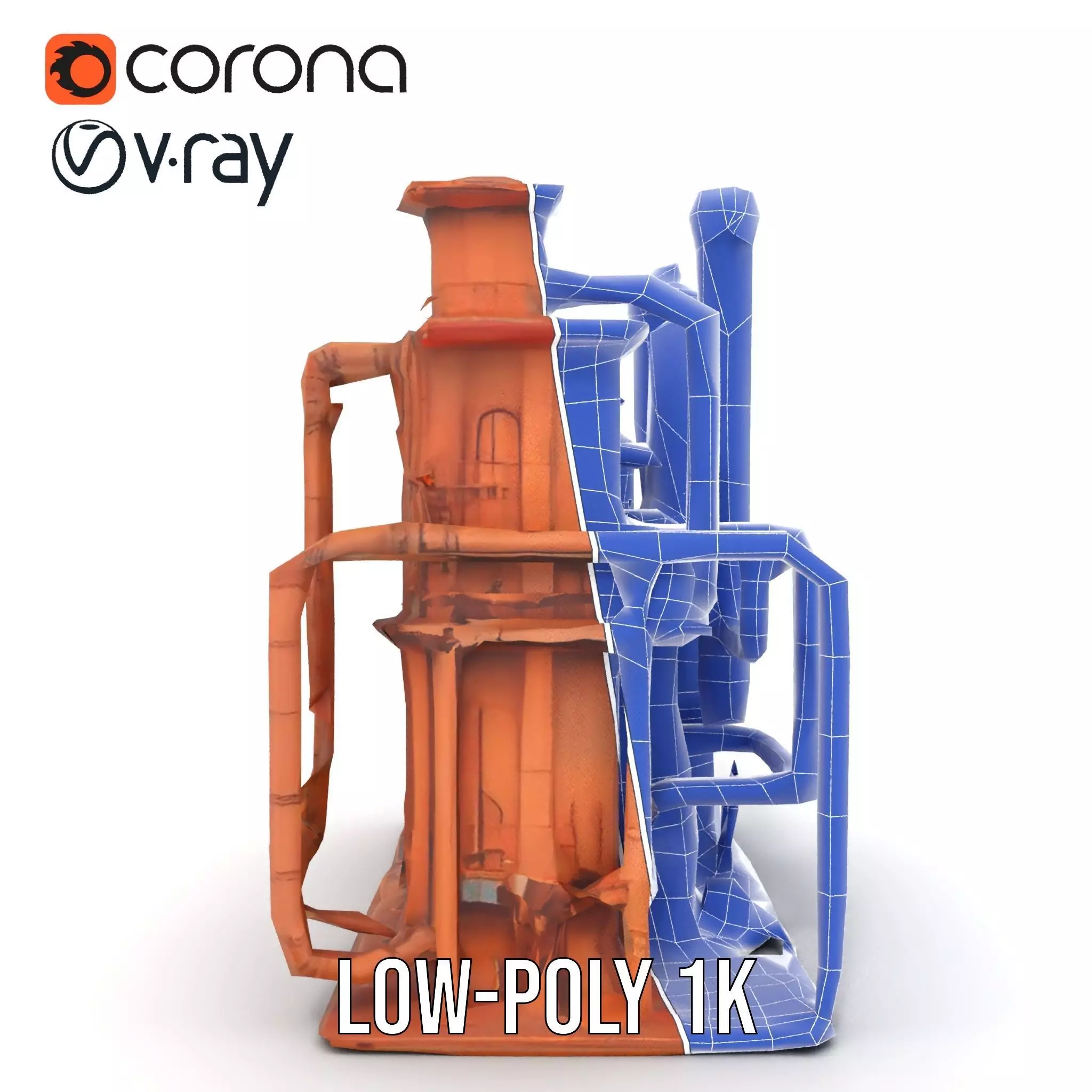 Rustic Factory Complex model pack Low-poly 3D model_25