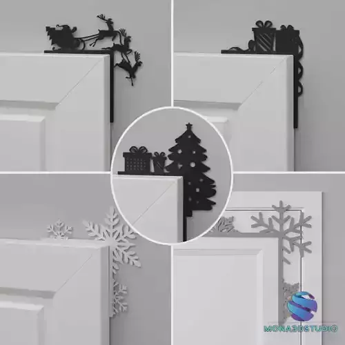 5 Christmas  Decorations Set - 3D Printable Door Edge Ornaments 3D print model