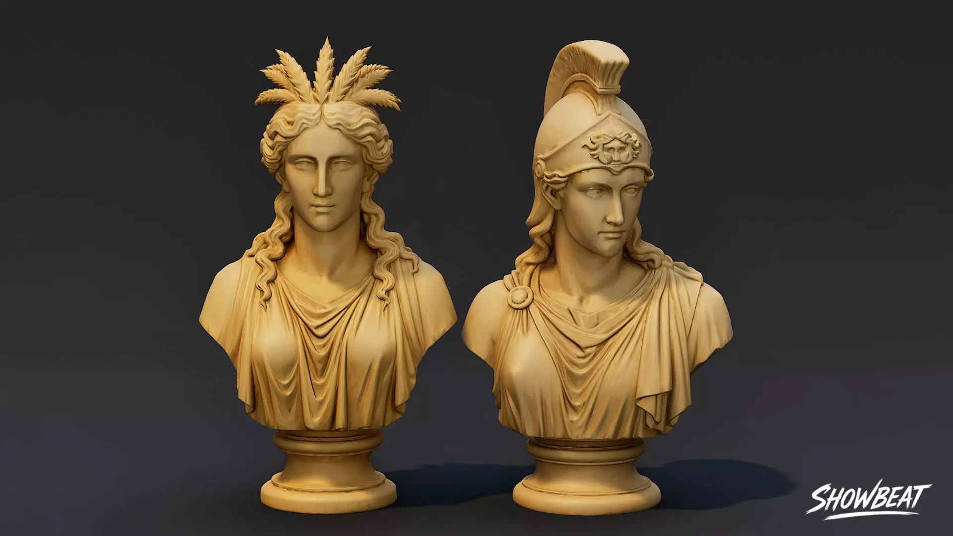 Olympian Gods Busts Pack Low-poly 3D model_13