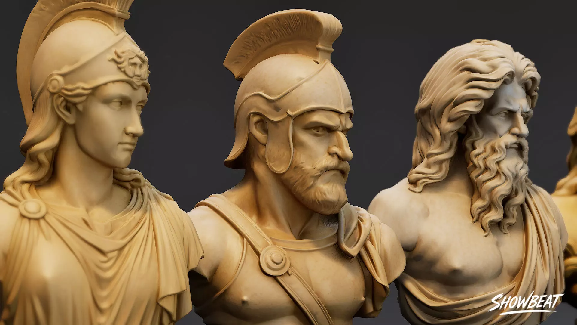 Olympian Gods Busts Pack Low-poly 3D model_4