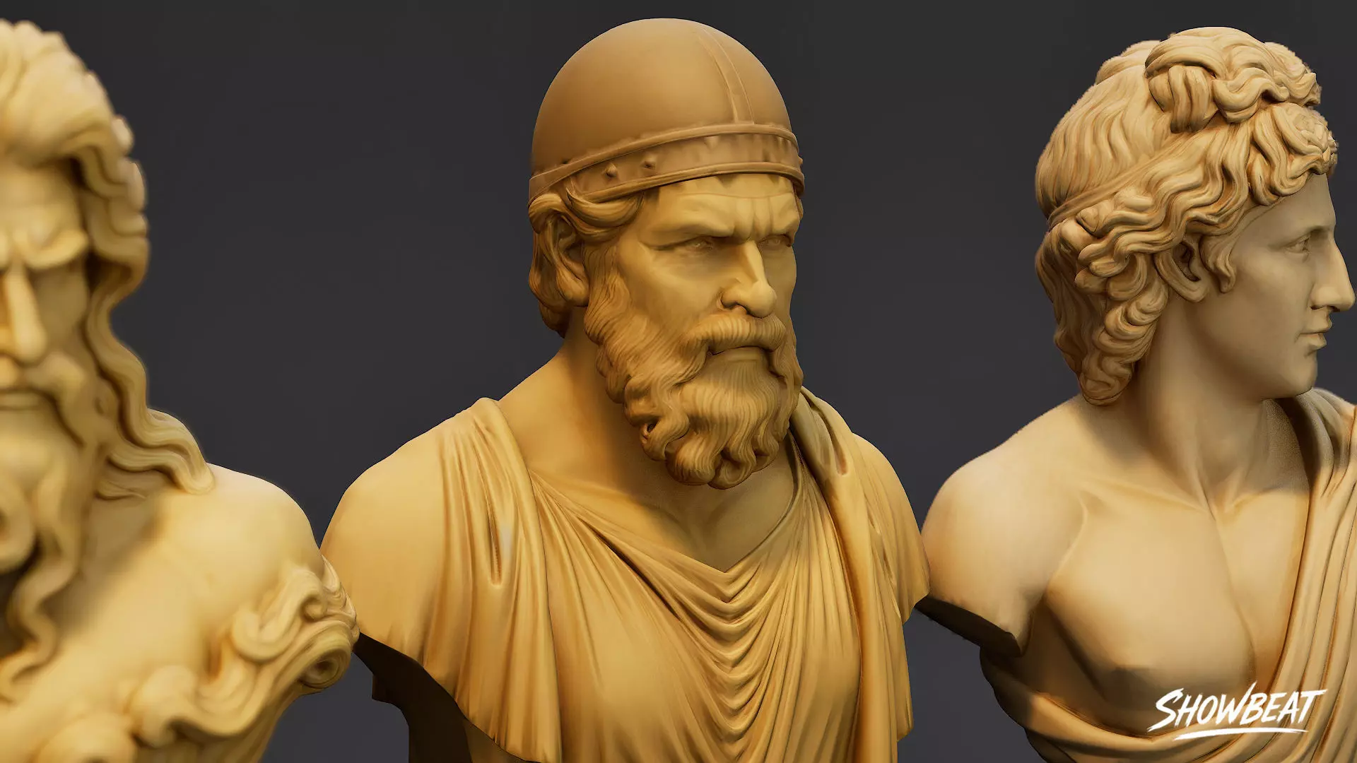Olympian Gods Busts Pack Low-poly 3D model_6