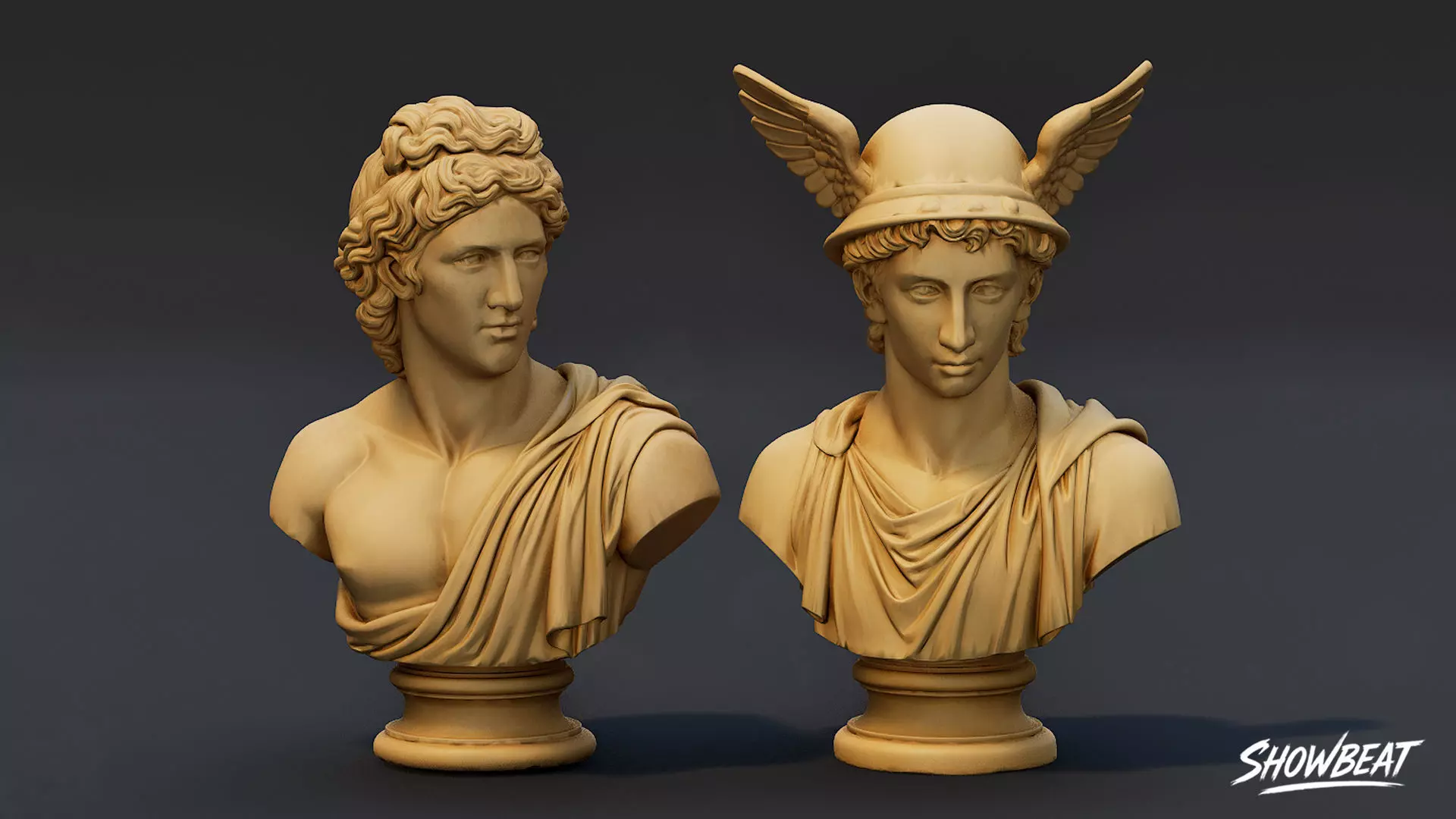 Olympian Gods Busts Pack Low-poly 3D model_14