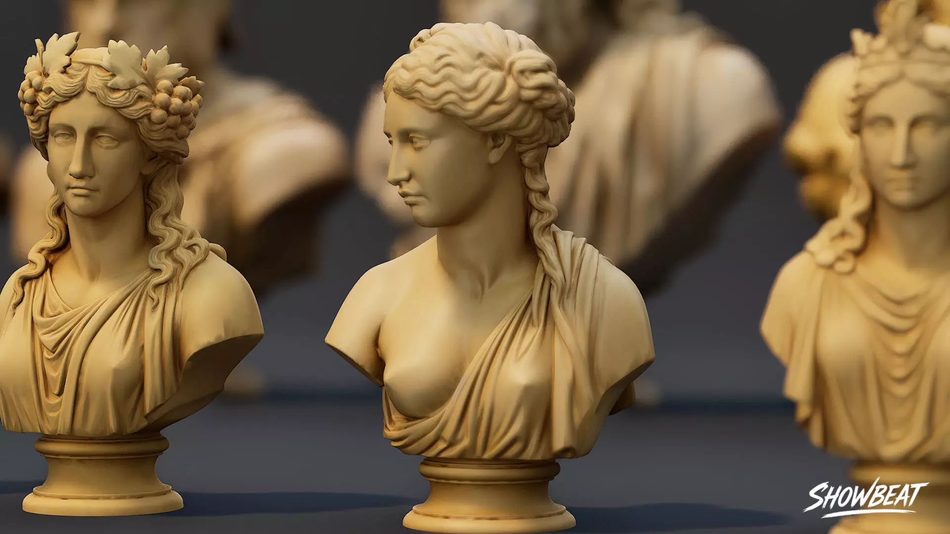 Olympian Gods Busts Pack Low-poly 3D model_7