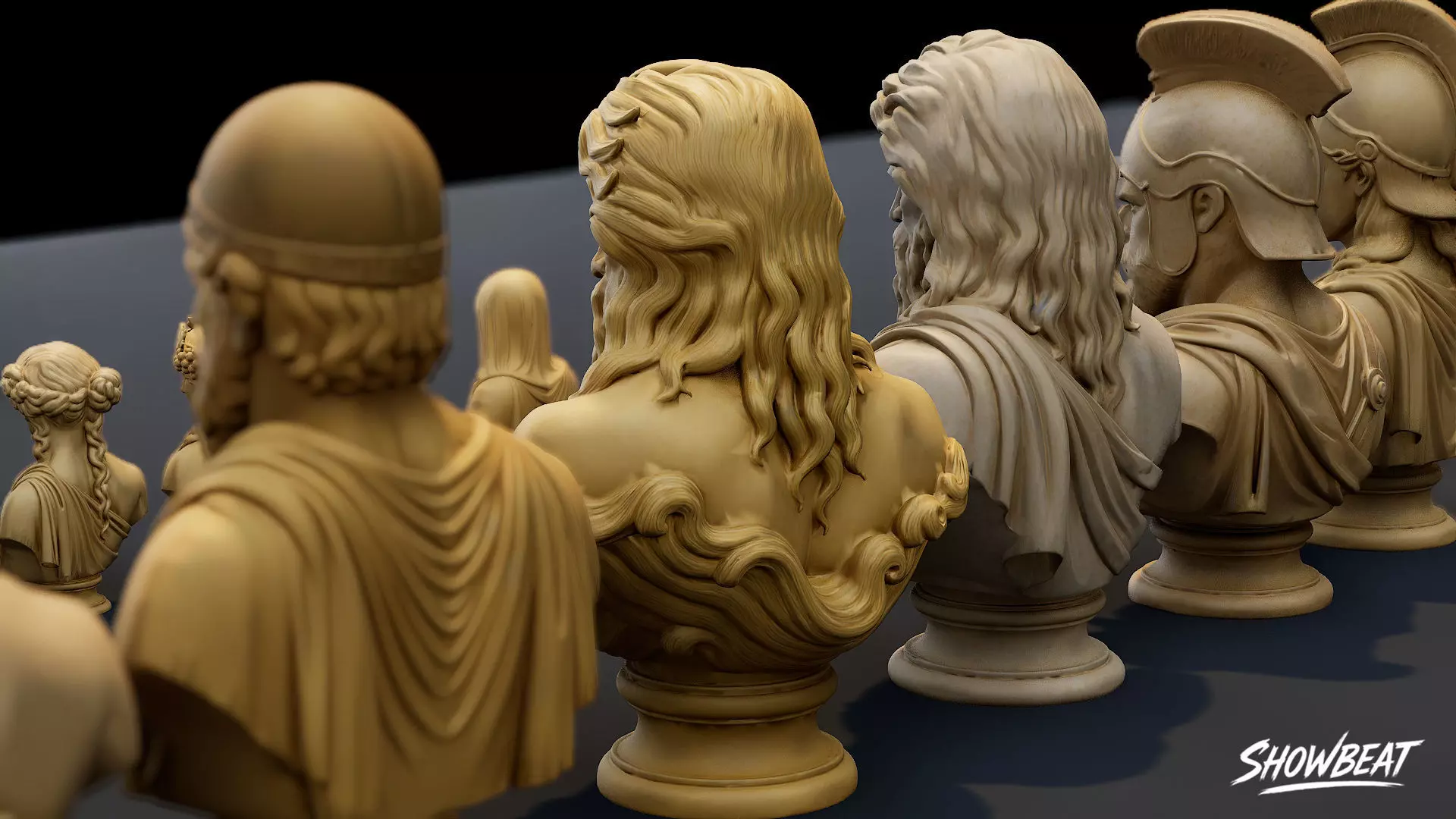 Olympian Gods Busts Pack Low-poly 3D model_10