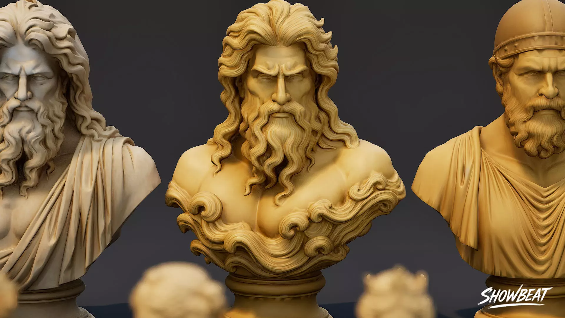 Olympian Gods Busts Pack Low-poly 3D model_5
