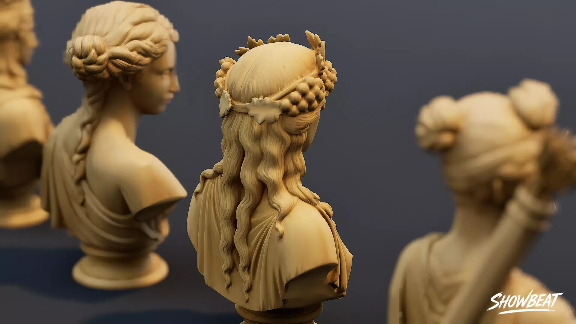 Olympian Gods Busts Pack Low-poly 3D model_9