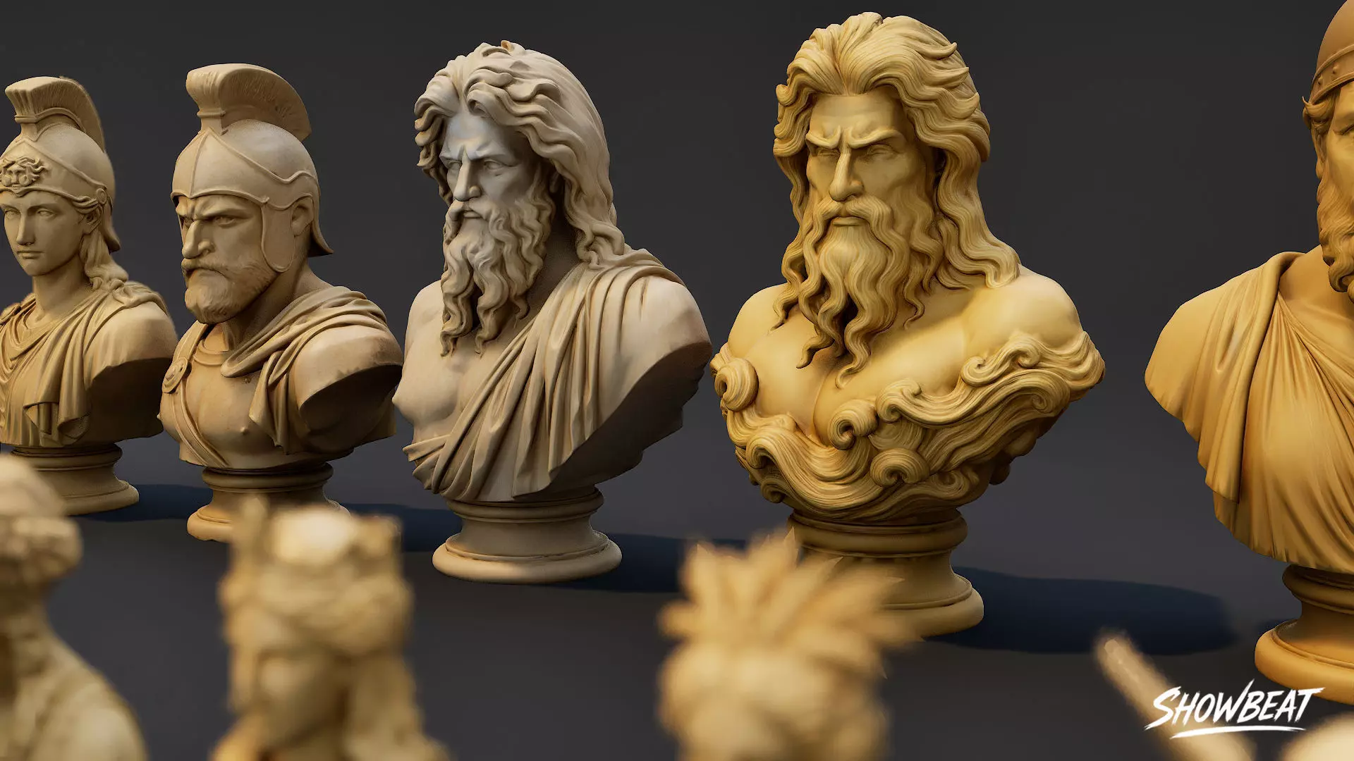 Olympian Gods Busts Pack Low-poly 3D model_2