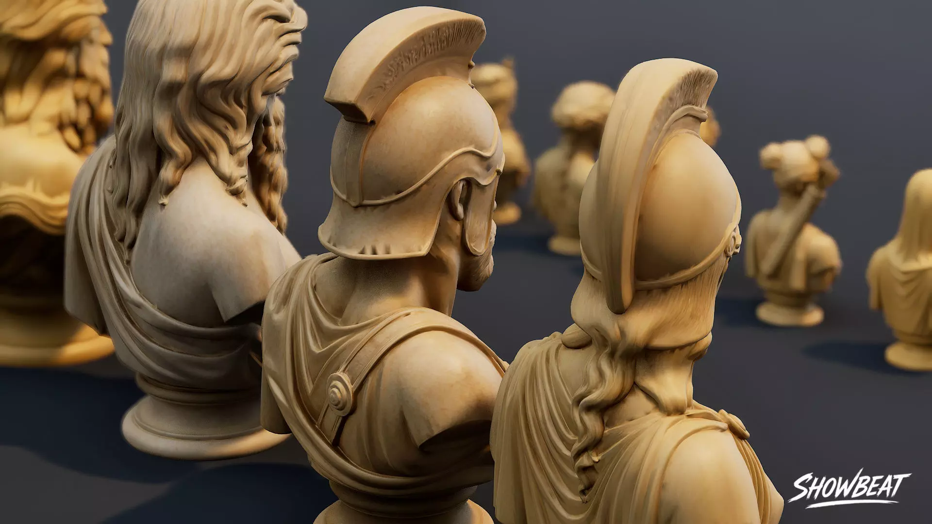 Olympian Gods Busts Pack Low-poly 3D model_8