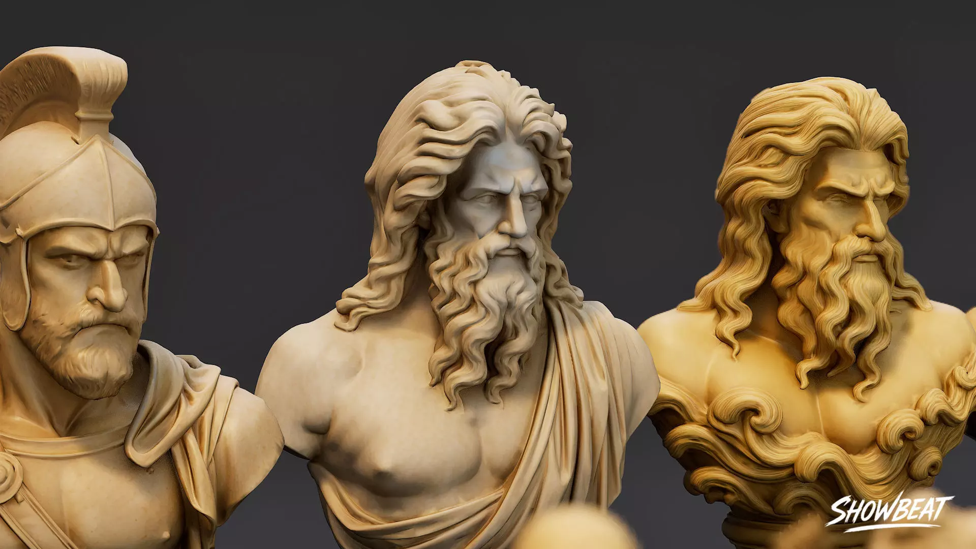 Olympian Gods Busts Pack Low-poly 3D model_3