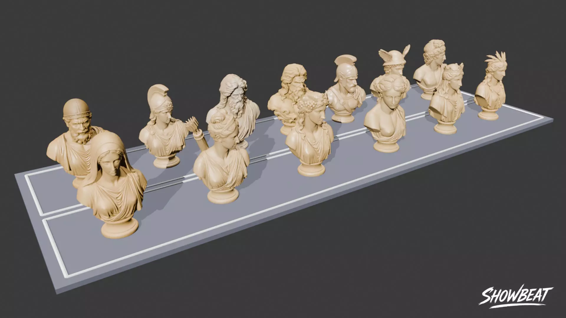 Olympian Gods Busts Pack Low-poly 3D model_17