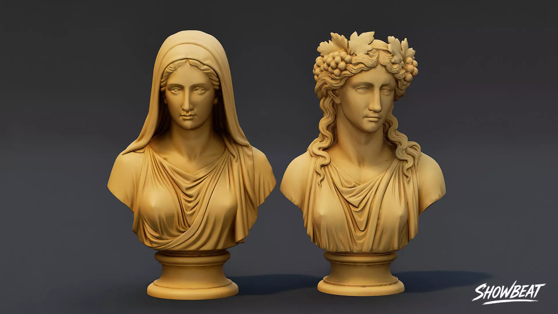 Olympian Gods Busts Pack Low-poly 3D model_15