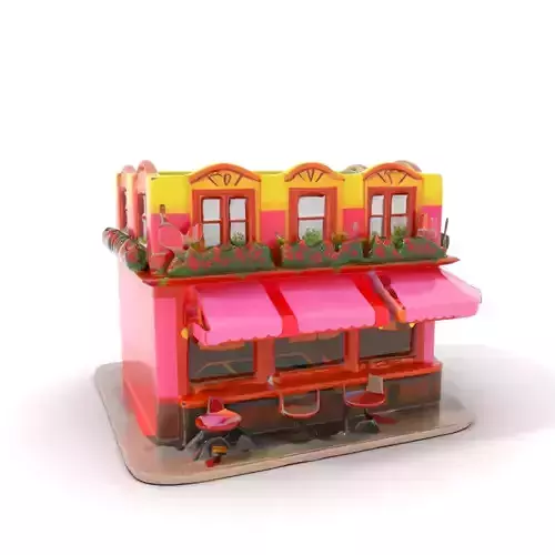 Charming Pink Caf model pack Low-poly 3D model