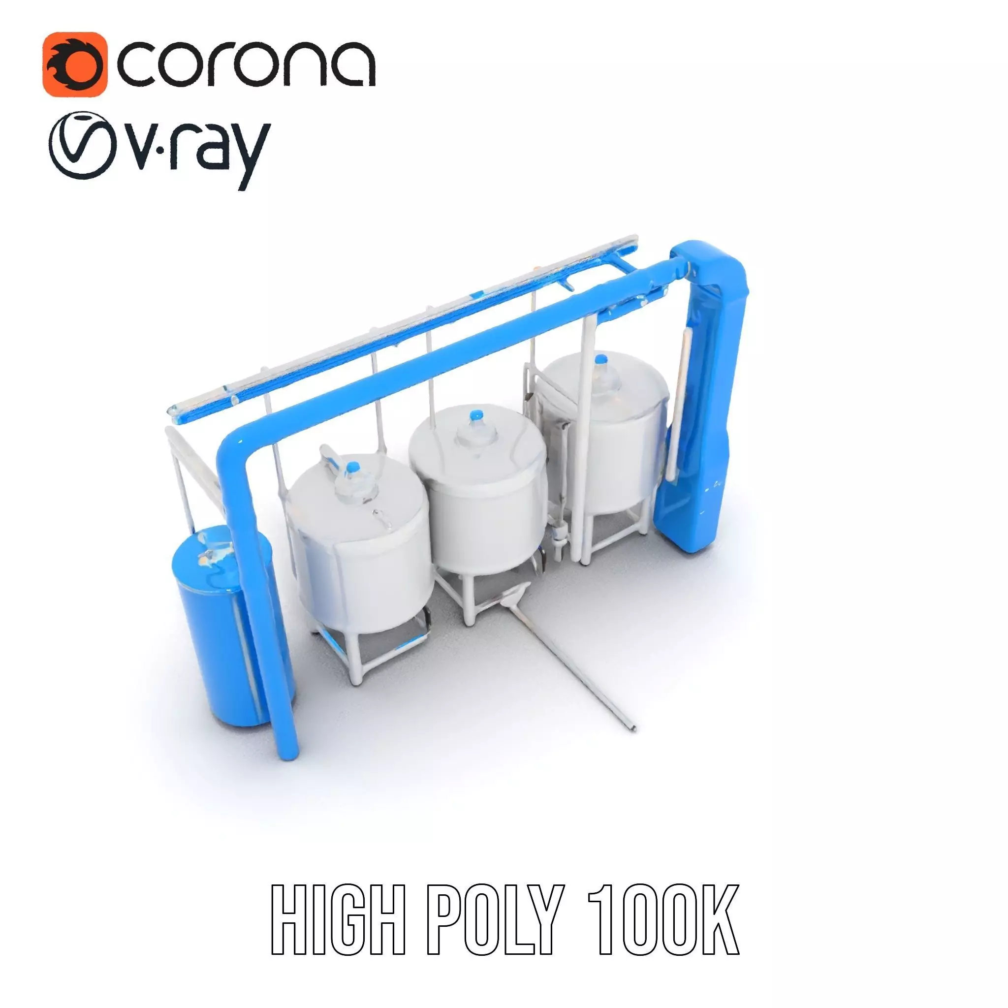 Stainless Steel Brewery Tanks model pack Low-poly 3D model_23