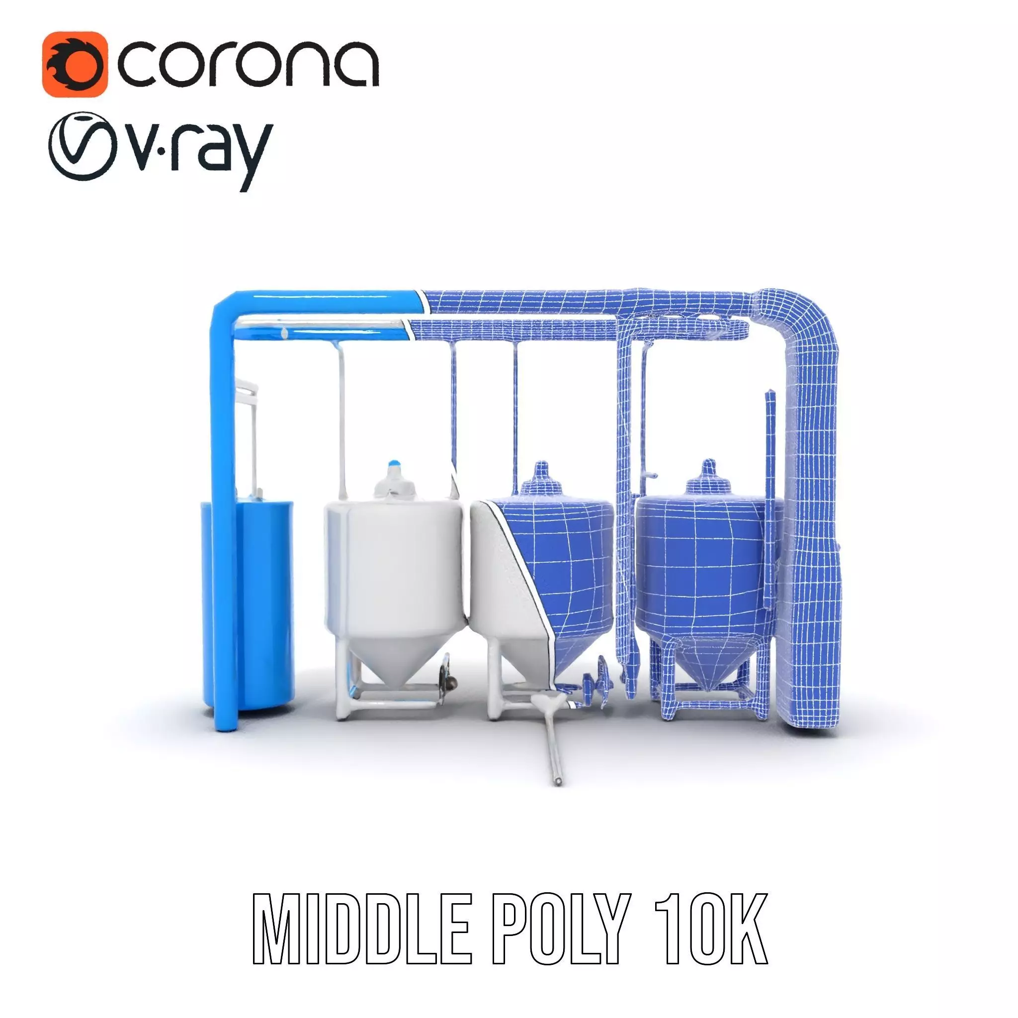 Stainless Steel Brewery Tanks model pack Low-poly 3D model_24