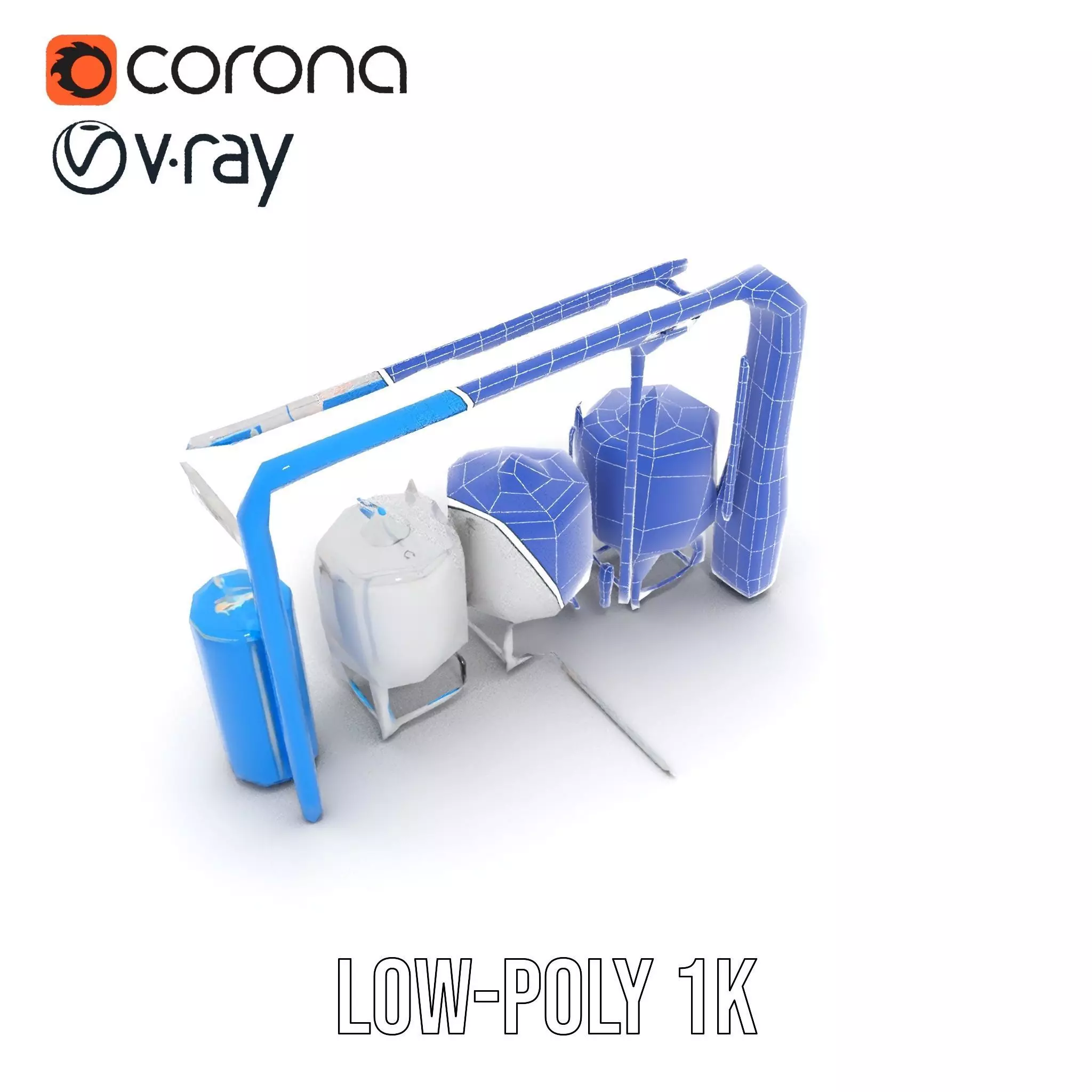 Stainless Steel Brewery Tanks model pack Low-poly 3D model_25