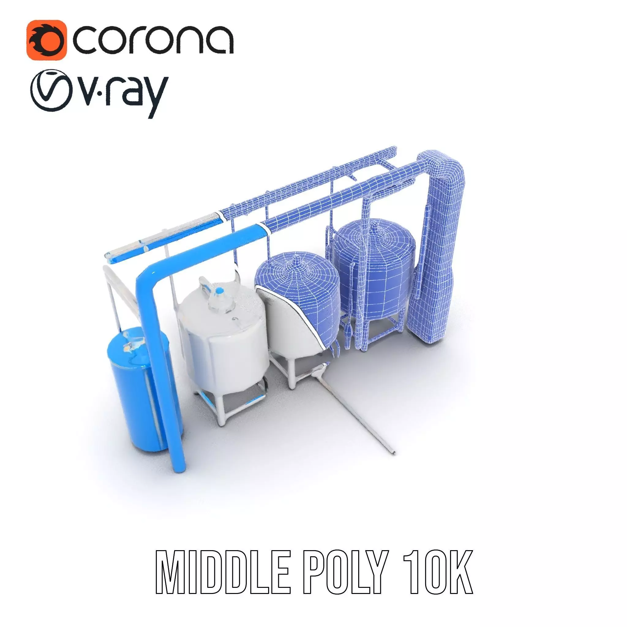 Stainless Steel Brewery Tanks model pack Low-poly 3D model_29