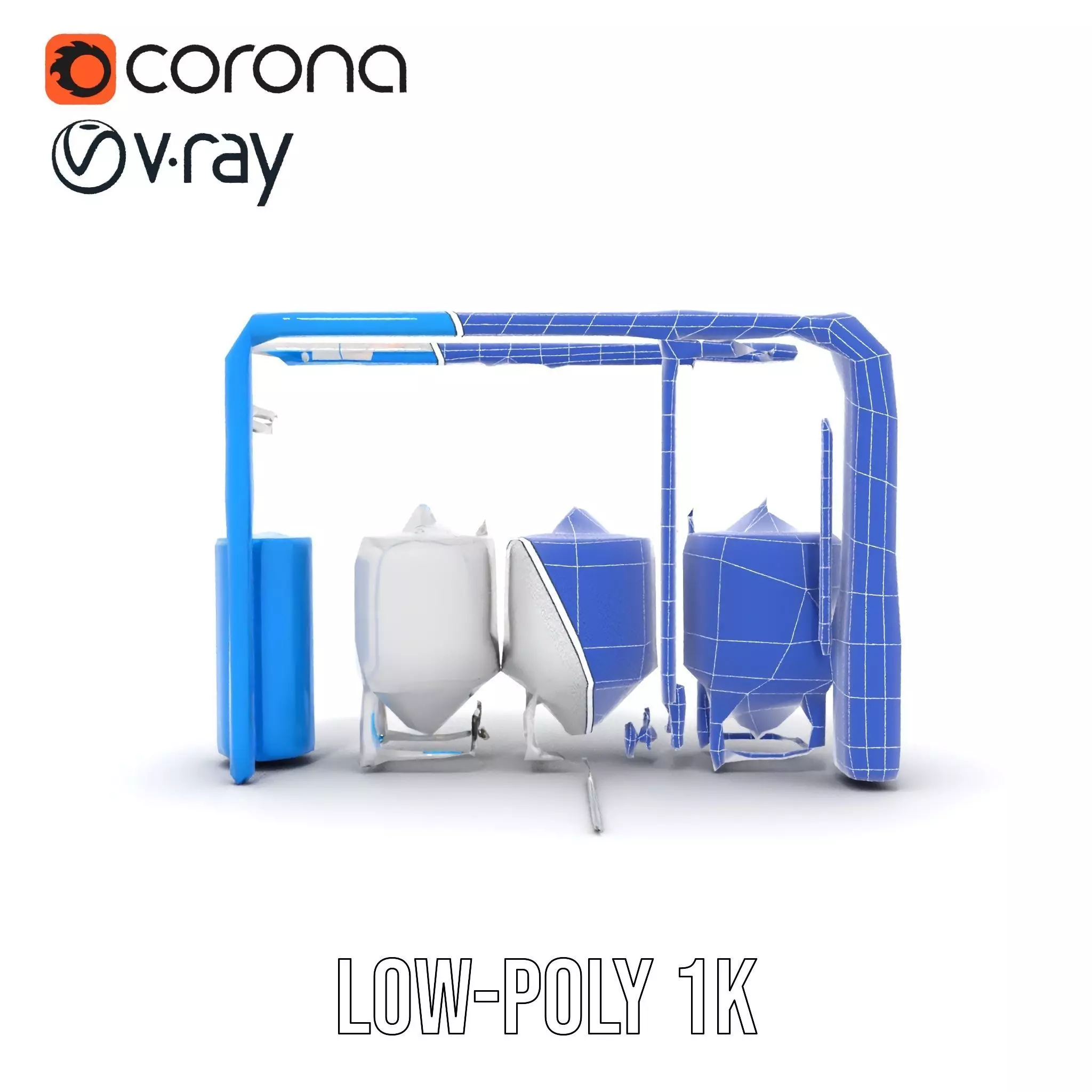 Stainless Steel Brewery Tanks model pack Low-poly 3D model_28