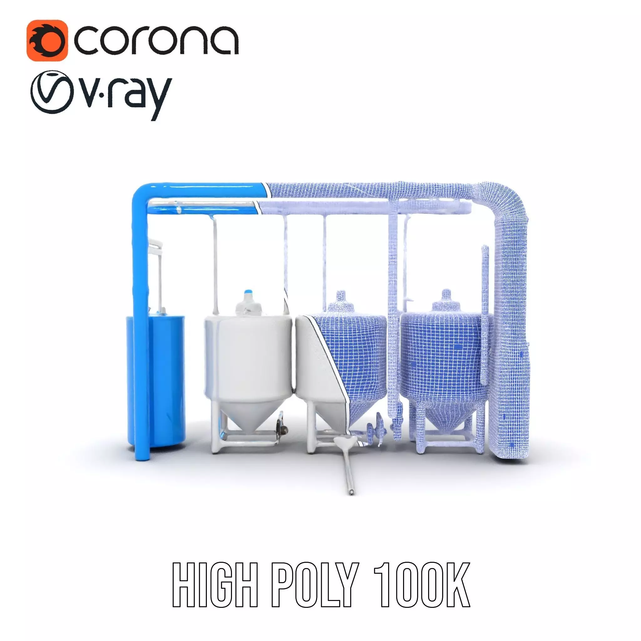 Stainless Steel Brewery Tanks model pack Low-poly 3D model_31