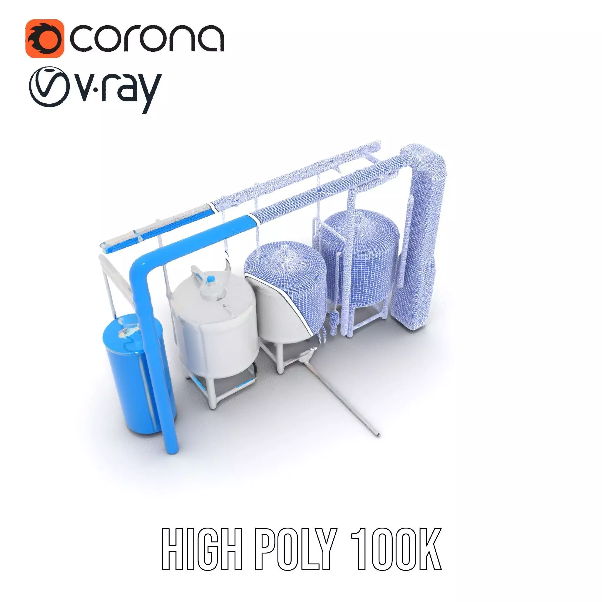 Stainless Steel Brewery Tanks model pack Low-poly 3D model_32