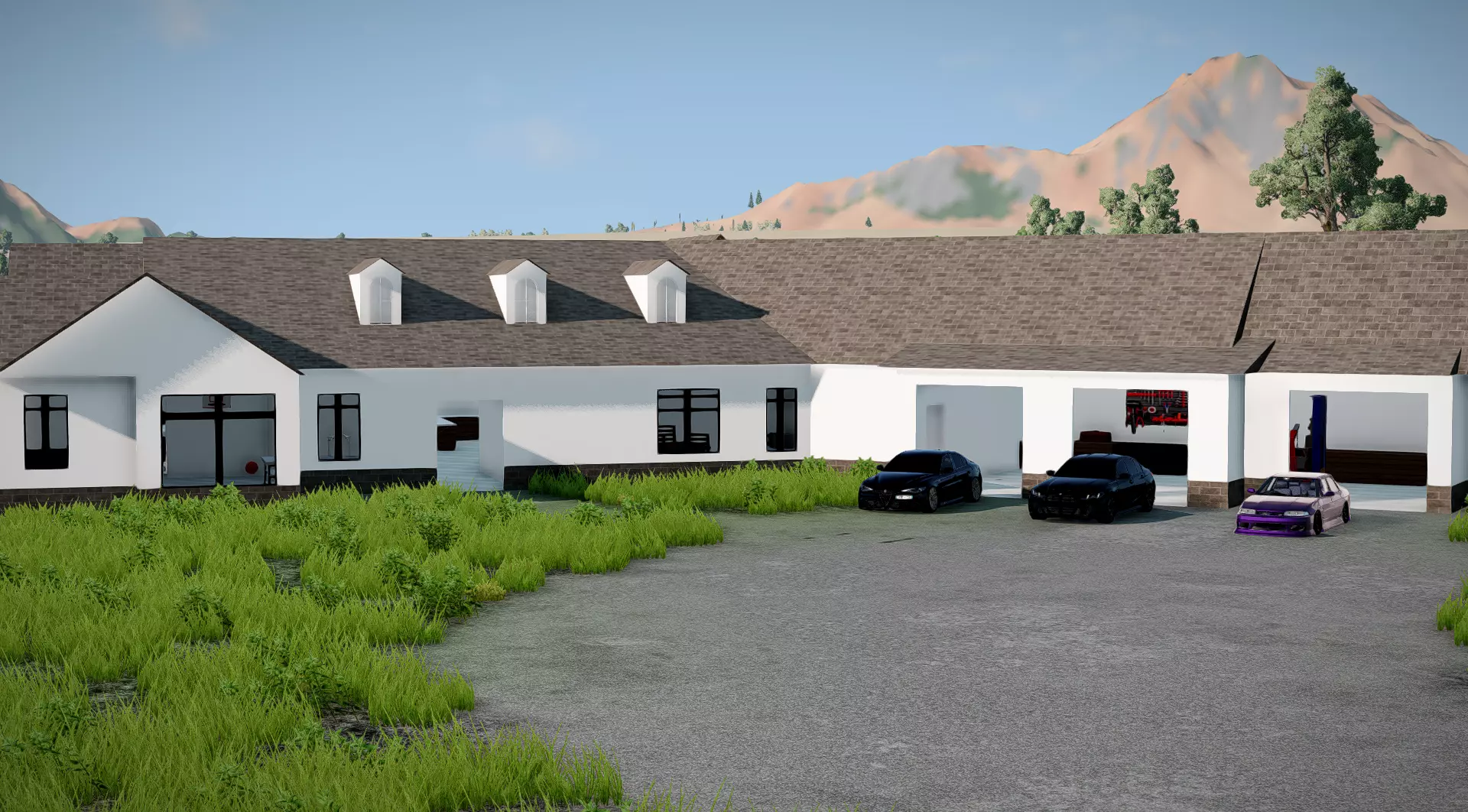 House with a 4 Car Garage Free low-poly 3D model