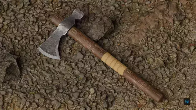 Realistic Low Poly Axe