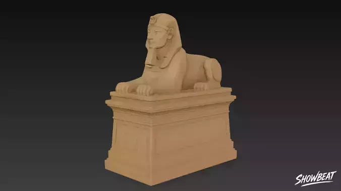Egyptian Sphinx Statue on Pedestal
