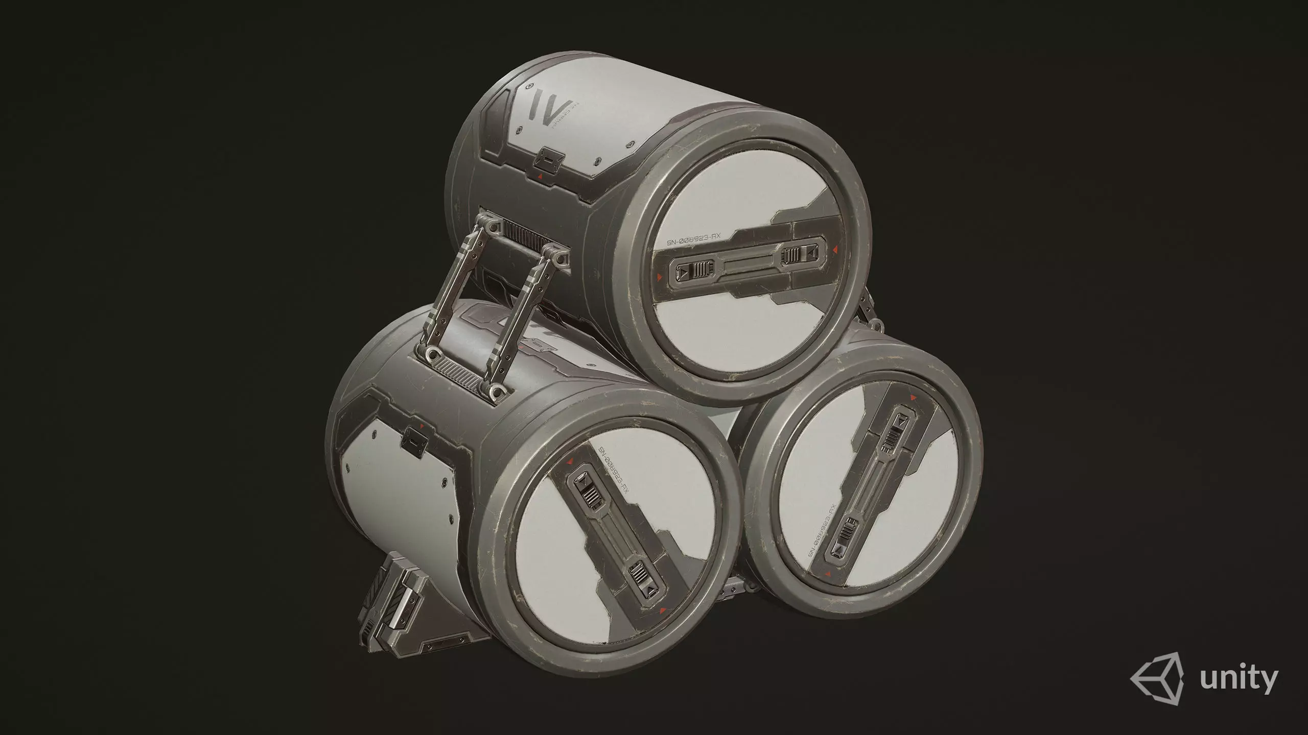 Sci-Fi Barrel Modular Set 6 Color Options LODs Low-poly 3D model_9