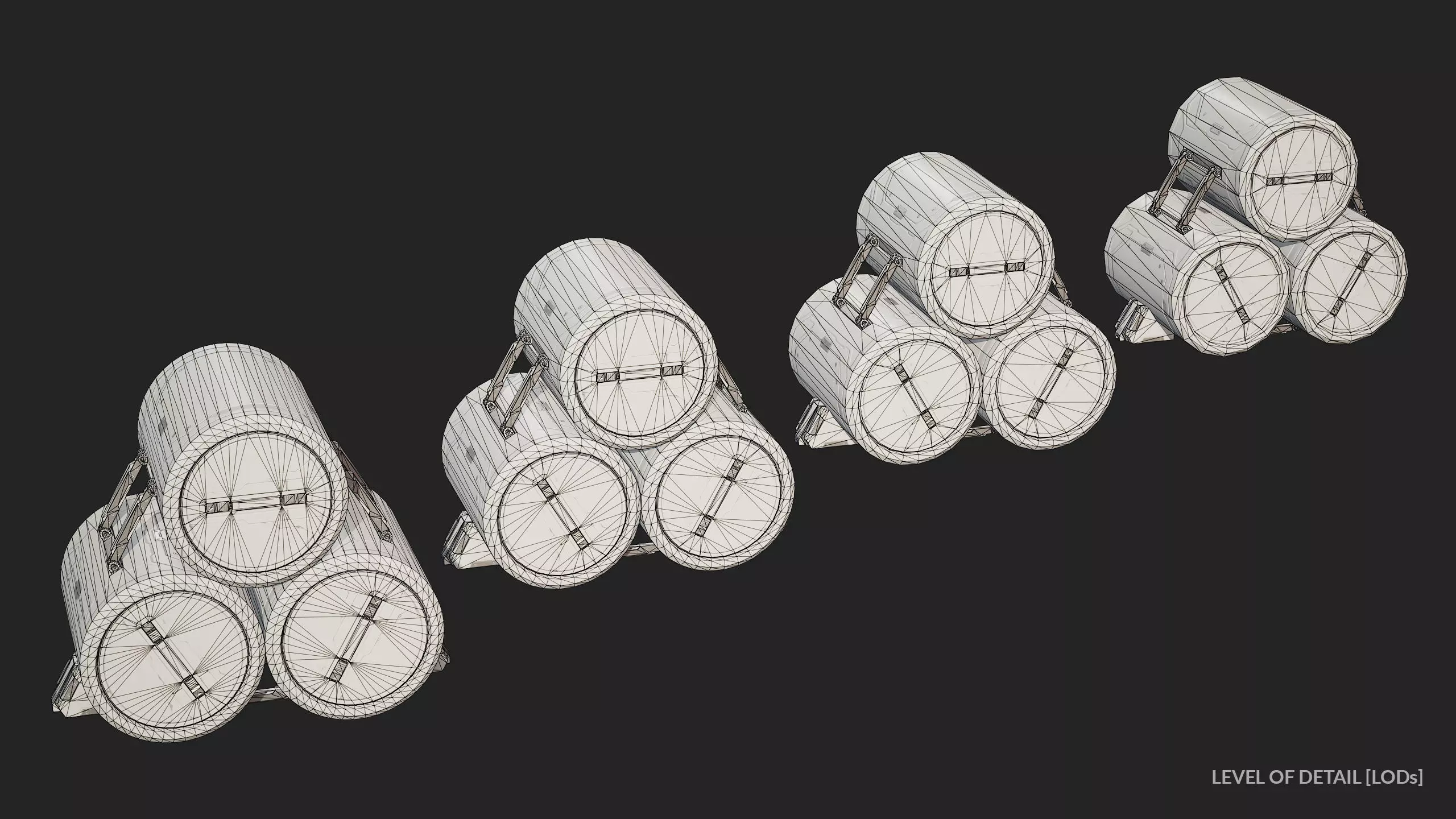 Sci-Fi Barrel Modular Set 6 Color Options LODs Low-poly 3D model_15