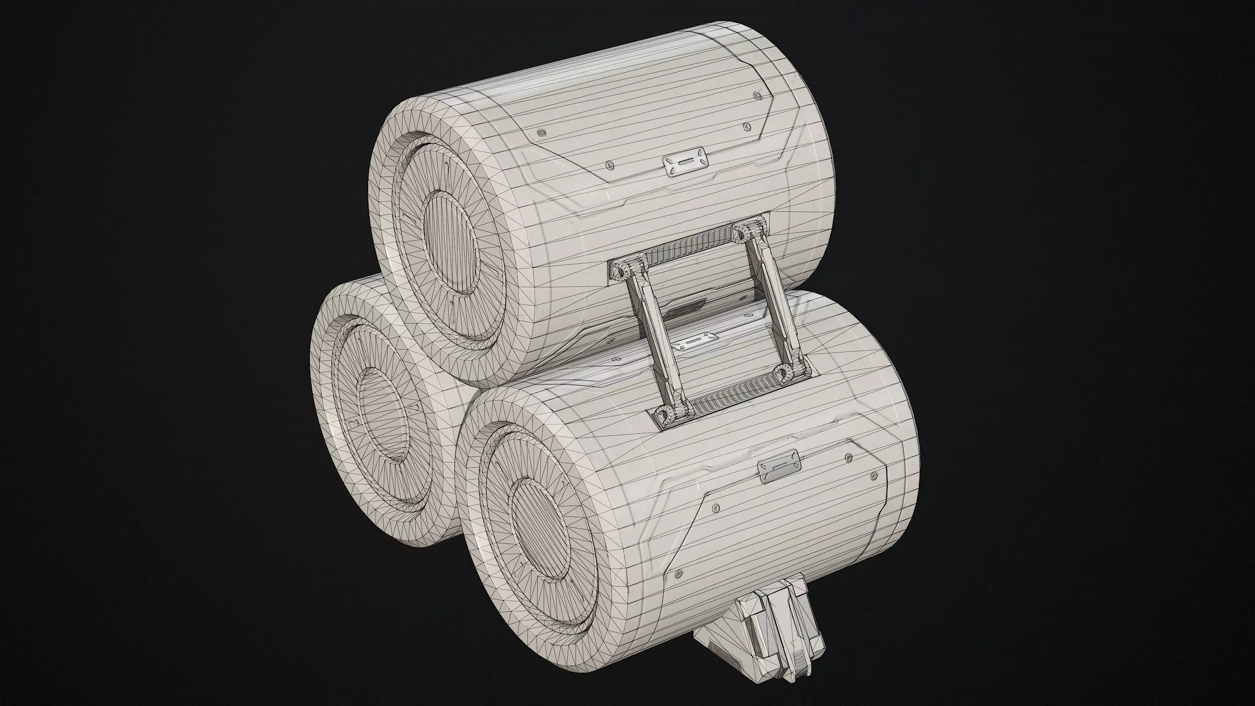 Sci-Fi Barrel Modular Set 6 Color Options LODs Low-poly 3D model_12