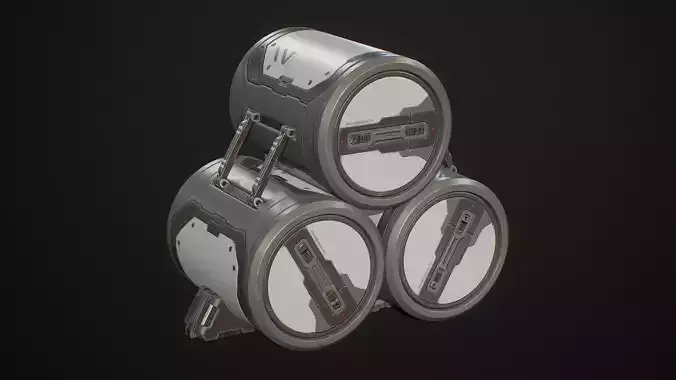 Sci-Fi Barrel Modular Set 6 Color Options LODs