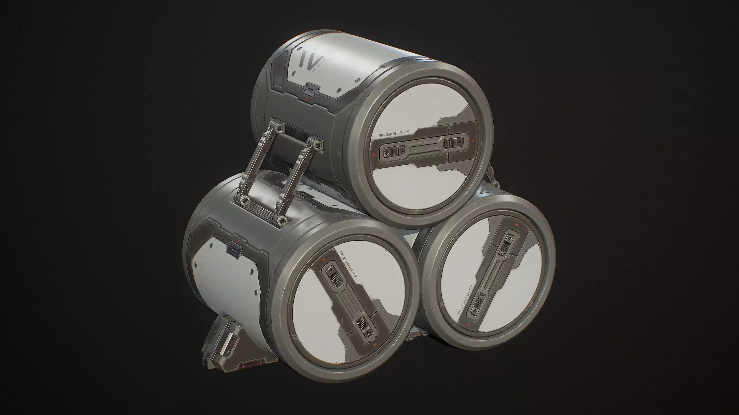 Sci-Fi Barrel Modular Set 6 Color Options LODs Low-poly 3D model_0