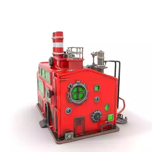 Industrial Red Factory model pack Low-poly 3D model