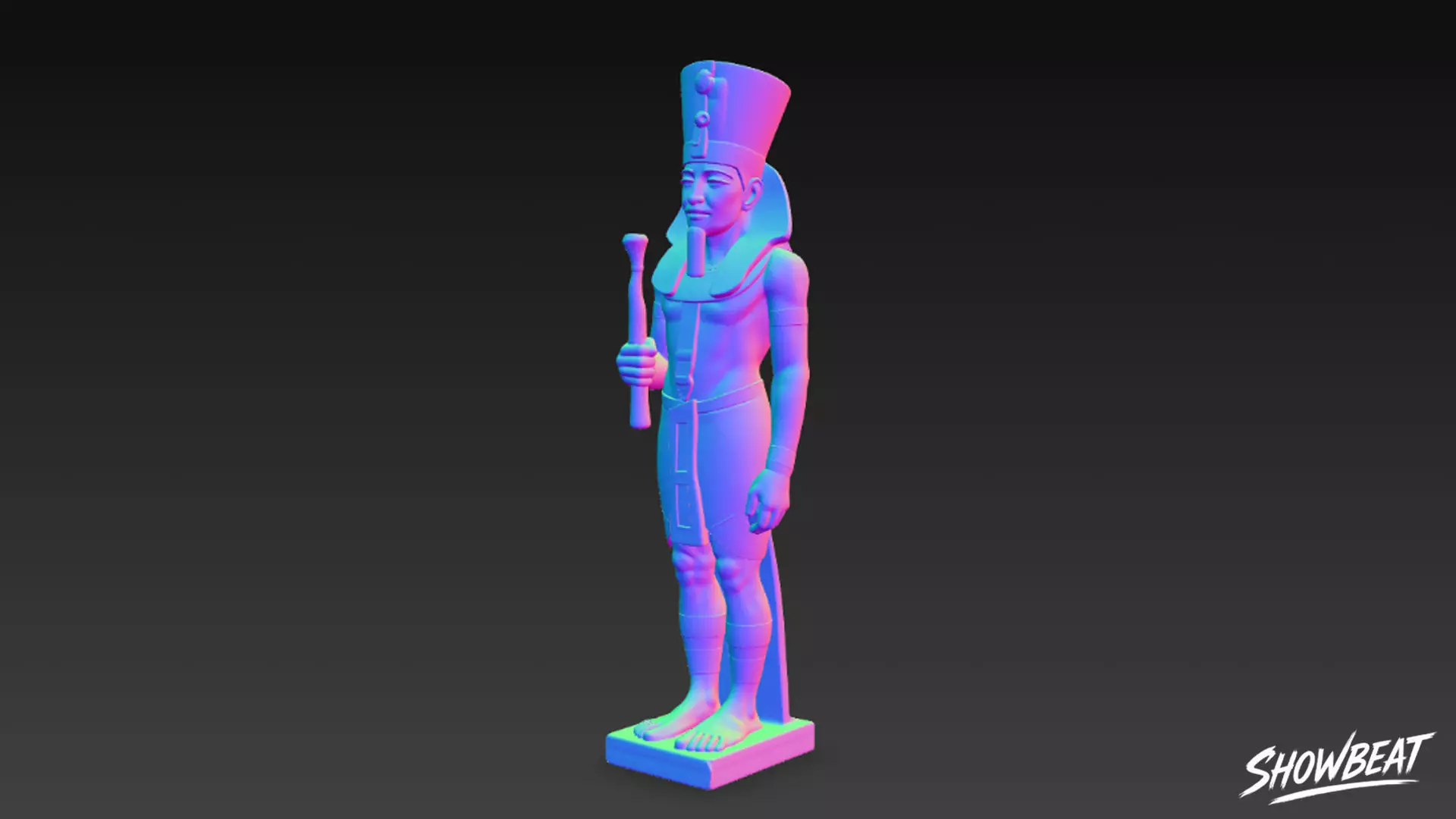 Pharaoh Amenhotep Statue Low-poly 3D model_7