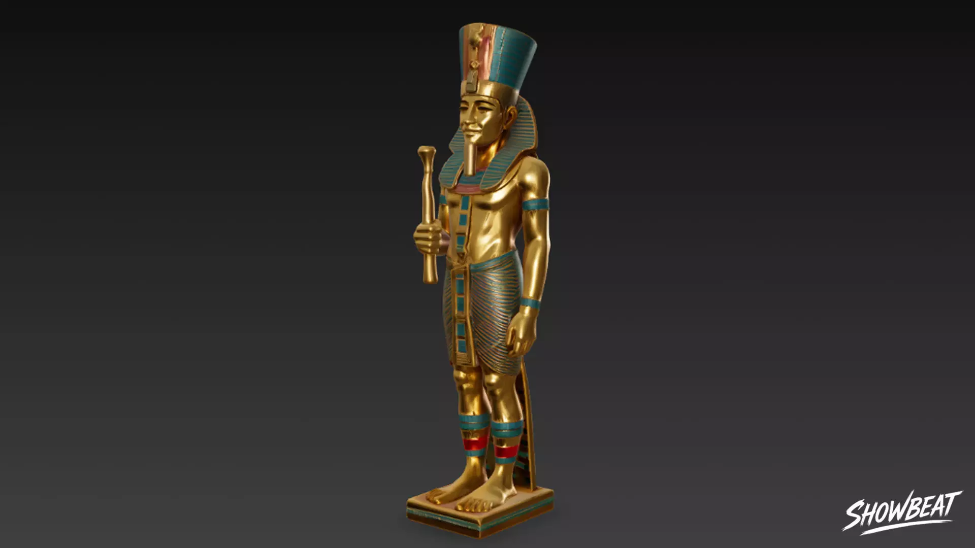 Pharaoh Amenhotep Statue Low-poly 3D model_0