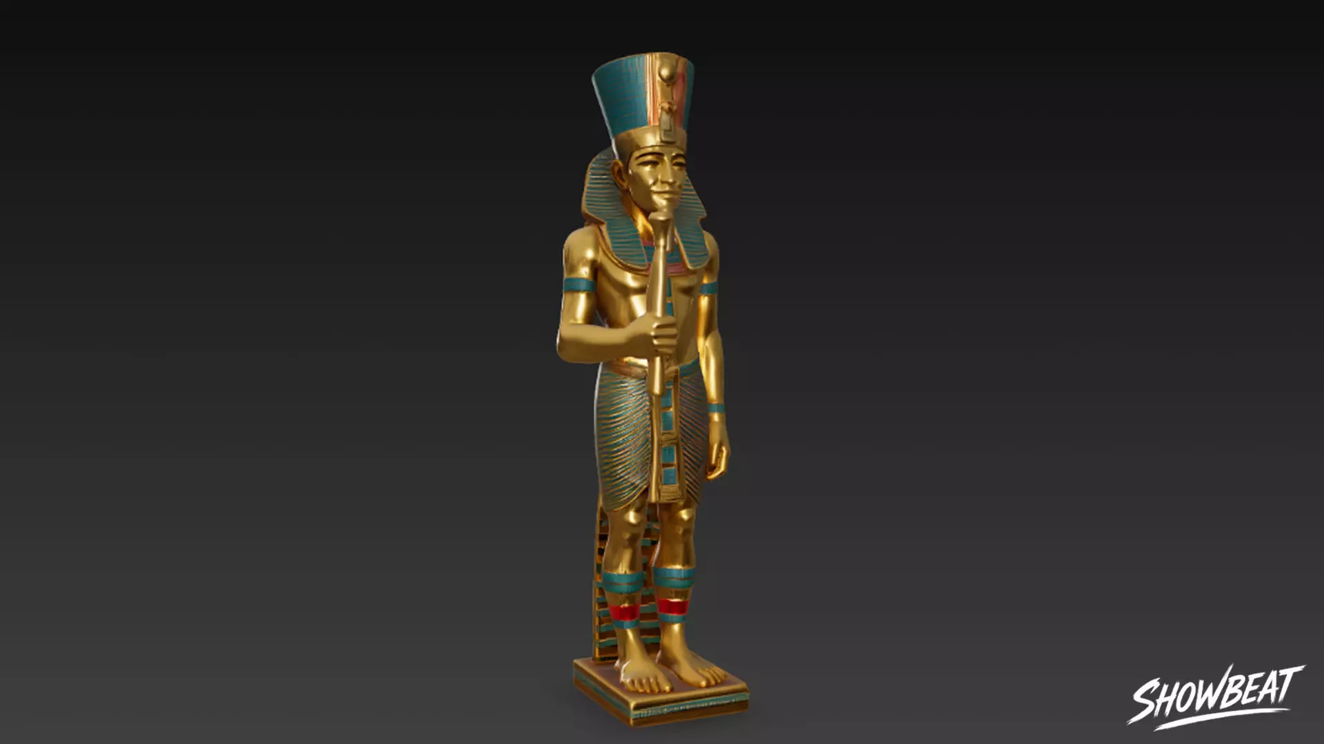 Pharaoh Amenhotep Statue Low-poly 3D model_4