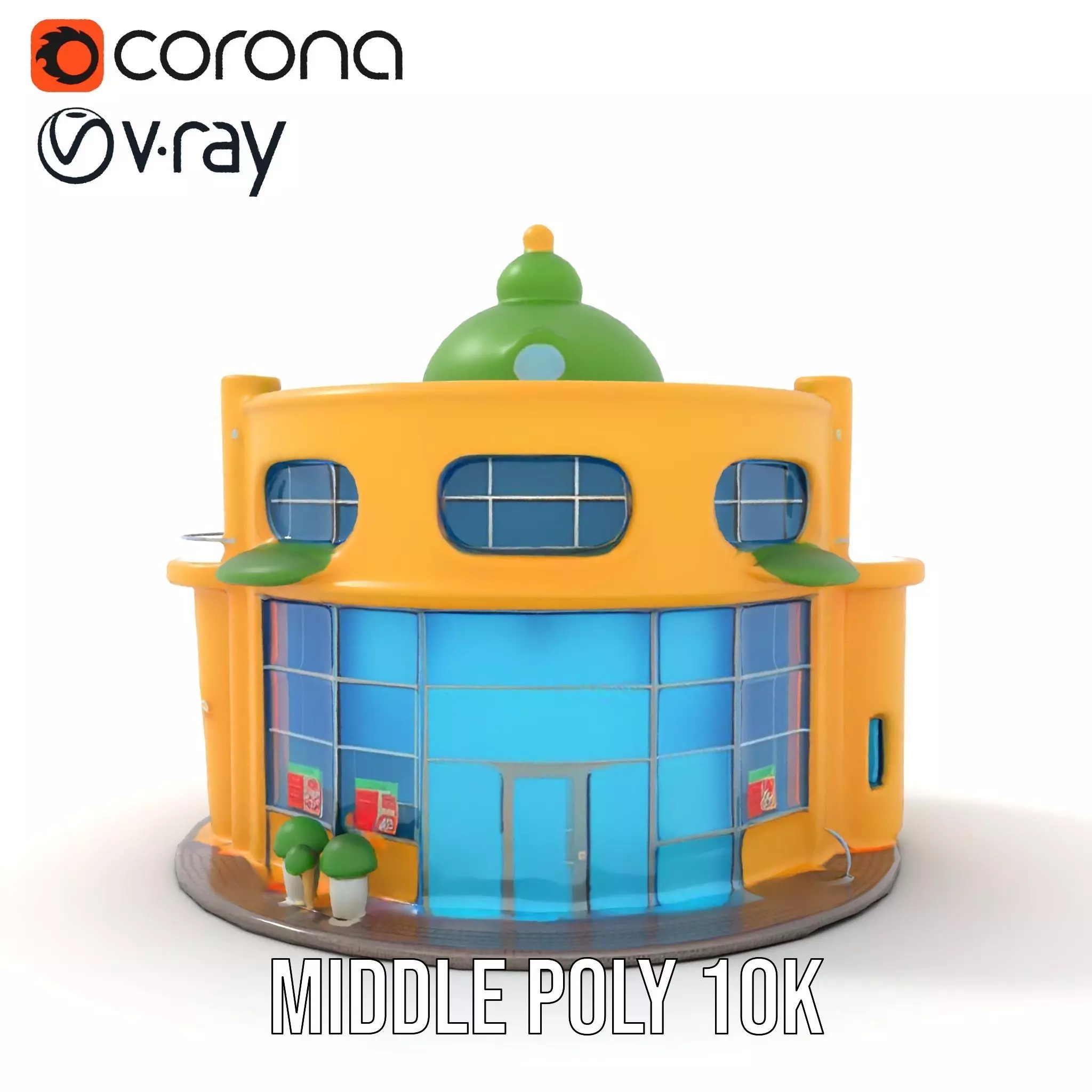 Vibrant Yellow Shopfront model pack Low-poly 3D model_6