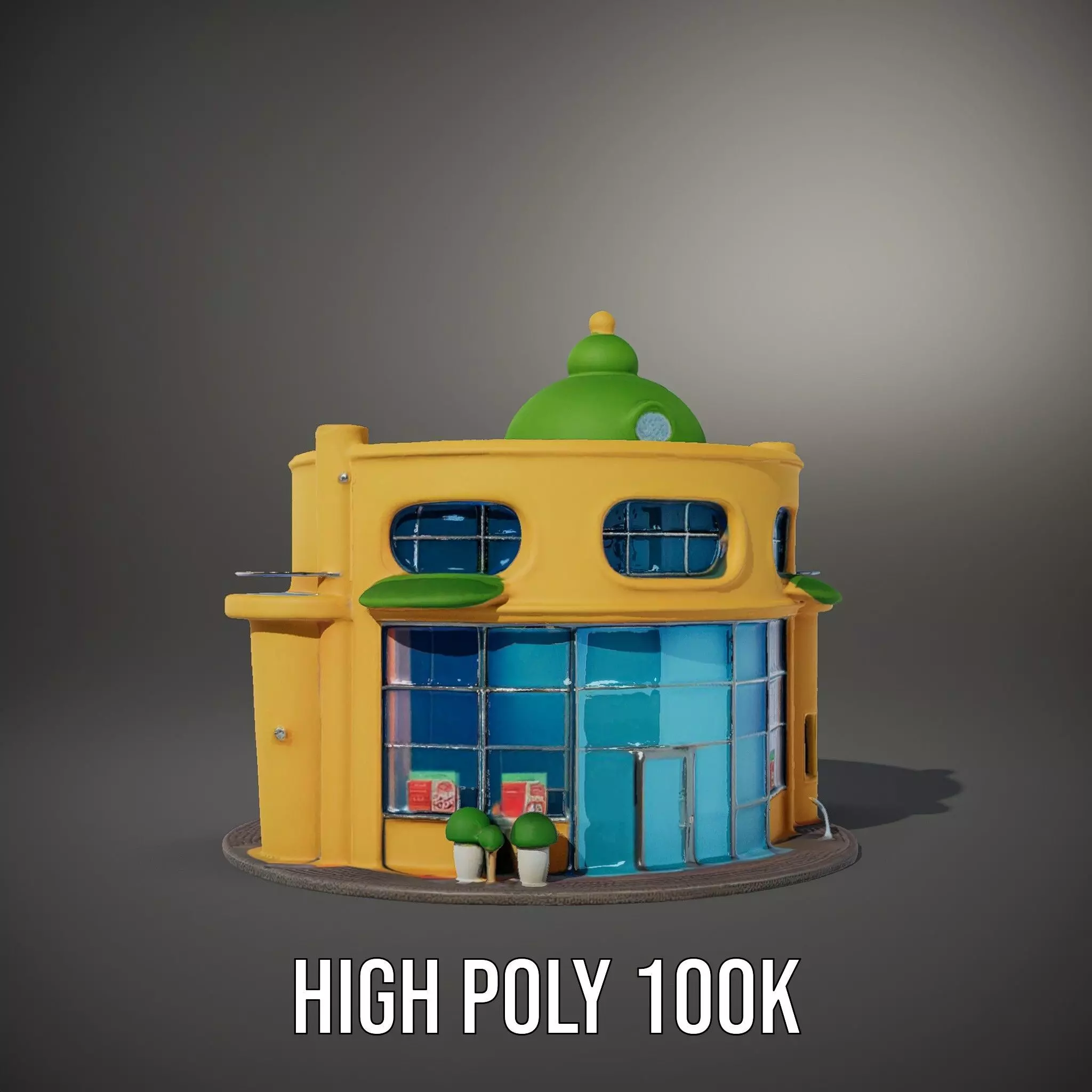 Vibrant Yellow Shopfront model pack Low-poly 3D model_8