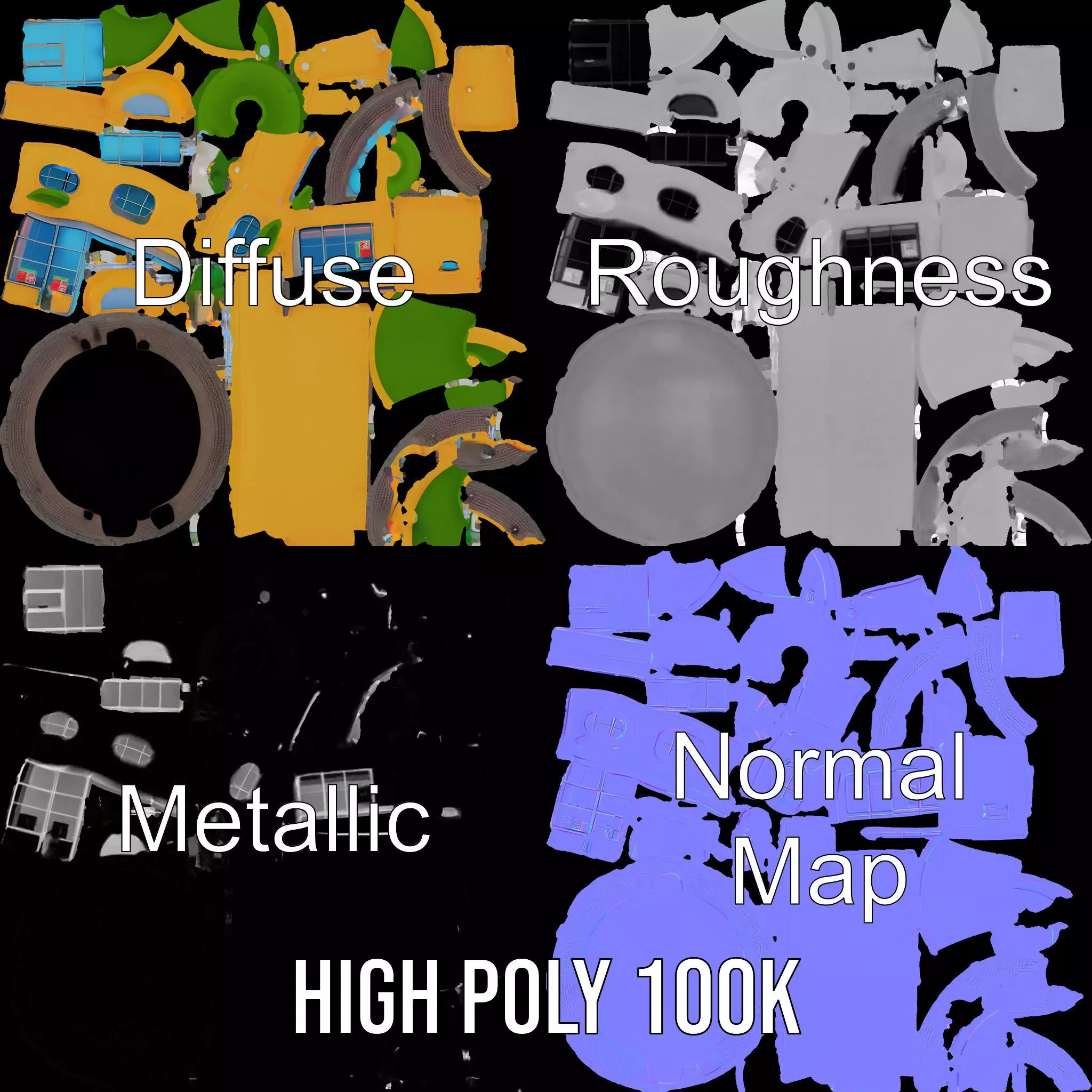 Vibrant Yellow Shopfront model pack Low-poly 3D model_3