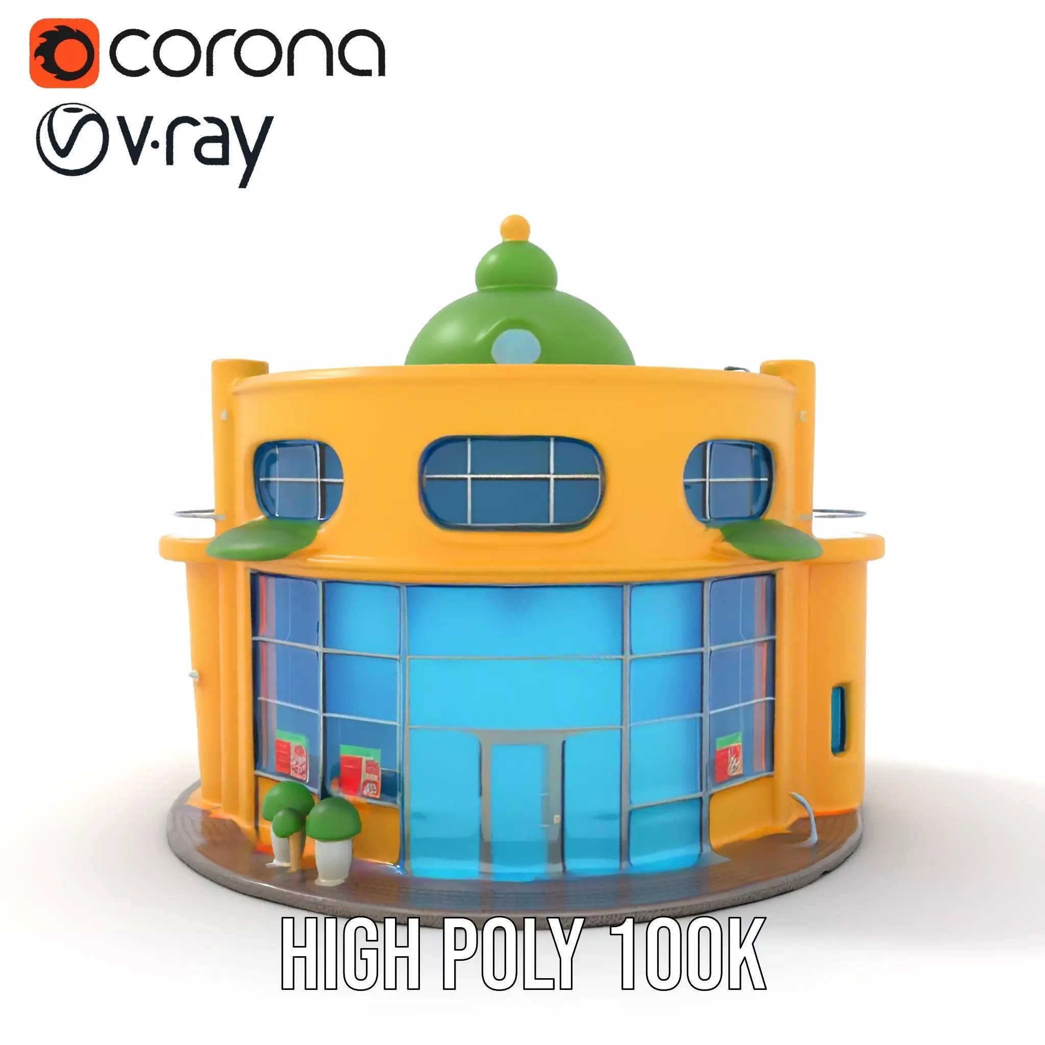 Vibrant Yellow Shopfront model pack Low-poly 3D model_21