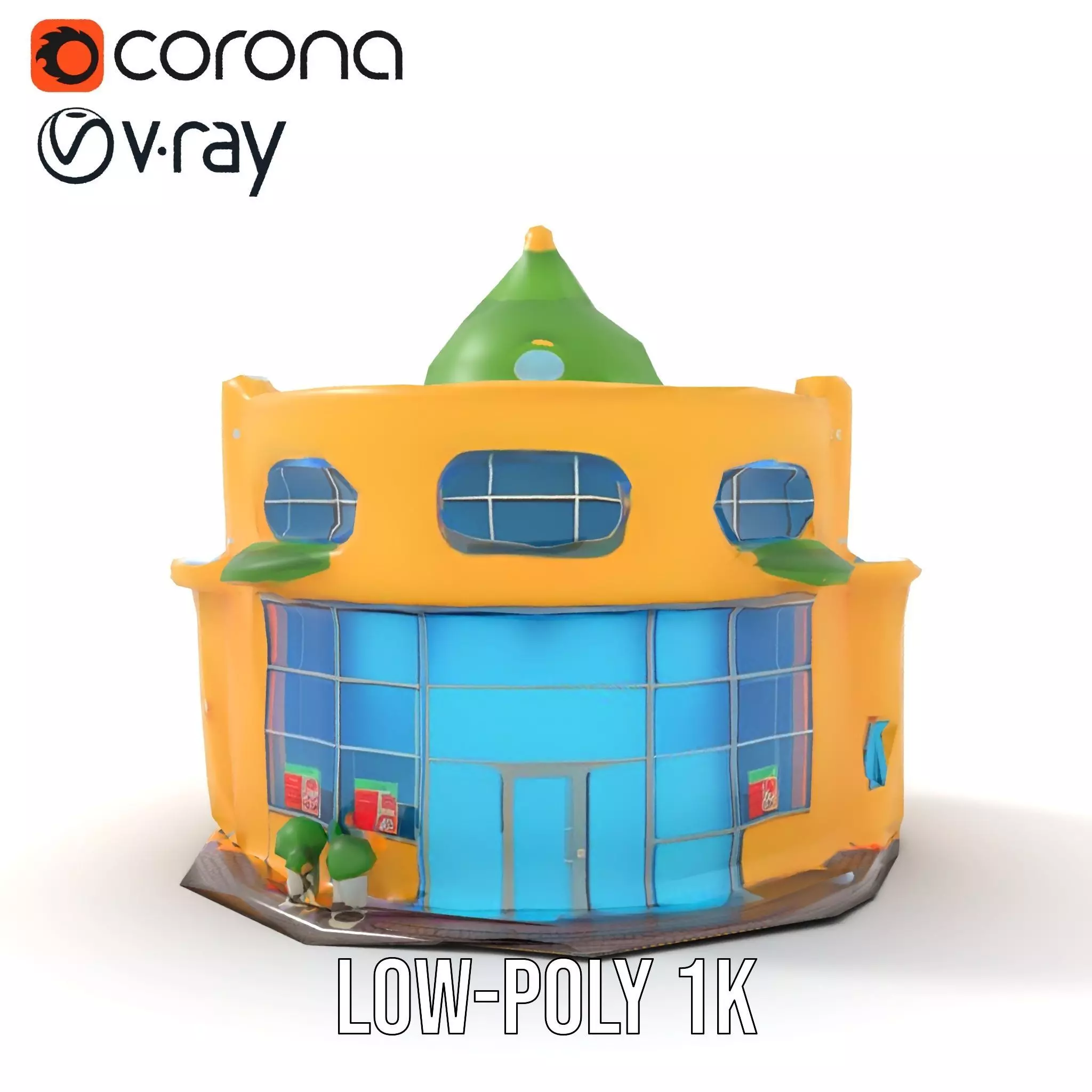 Vibrant Yellow Shopfront model pack Low-poly 3D model_12