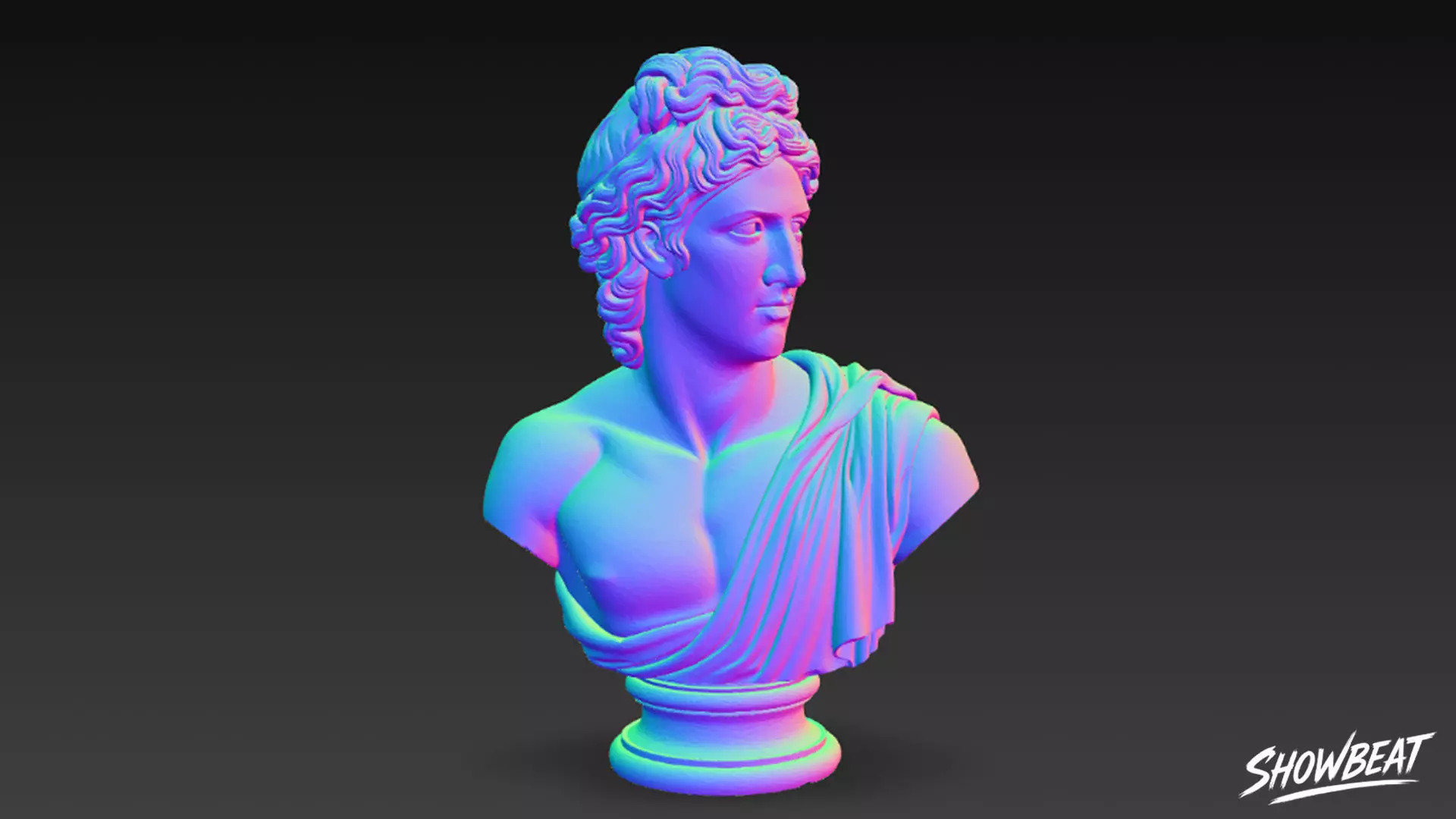 Greek God Apollo Bust Low-poly 3D model_6