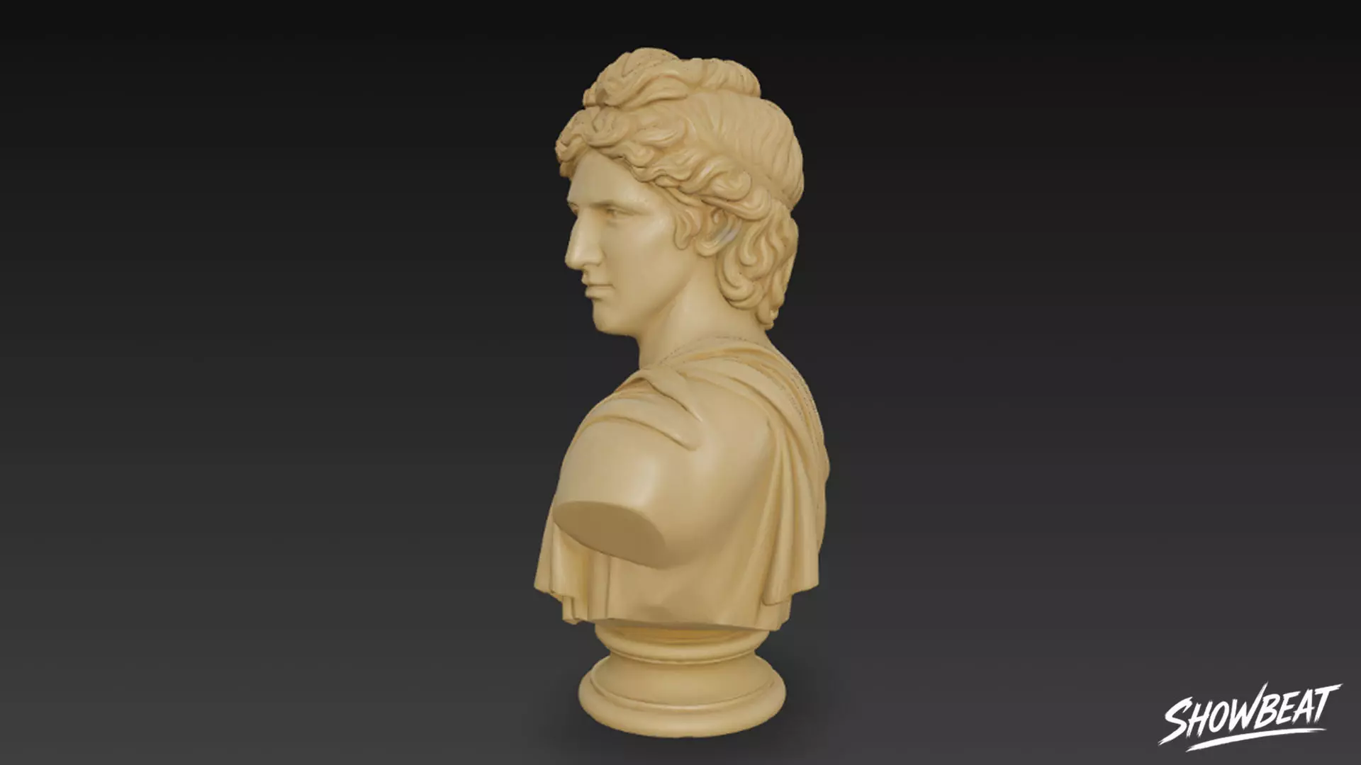 Greek God Apollo Bust Low-poly 3D model_2