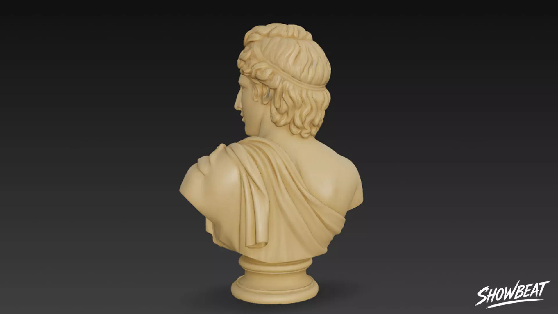 Greek God Apollo Bust Low-poly 3D model_3
