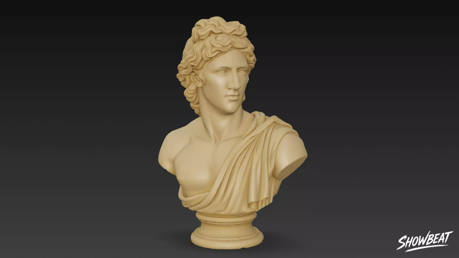 Greek God Apollo Bust Low-poly 3D model_0