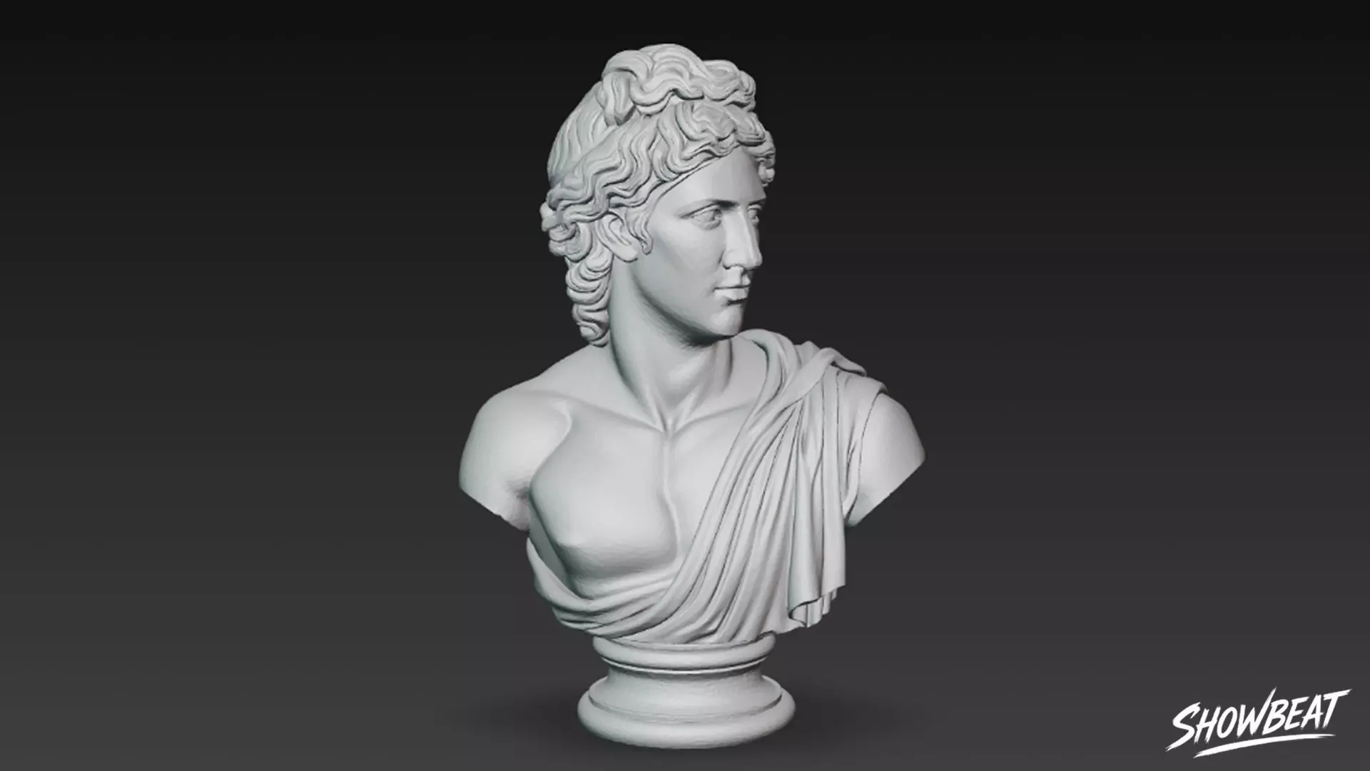 Greek God Apollo Bust Low-poly 3D model_7