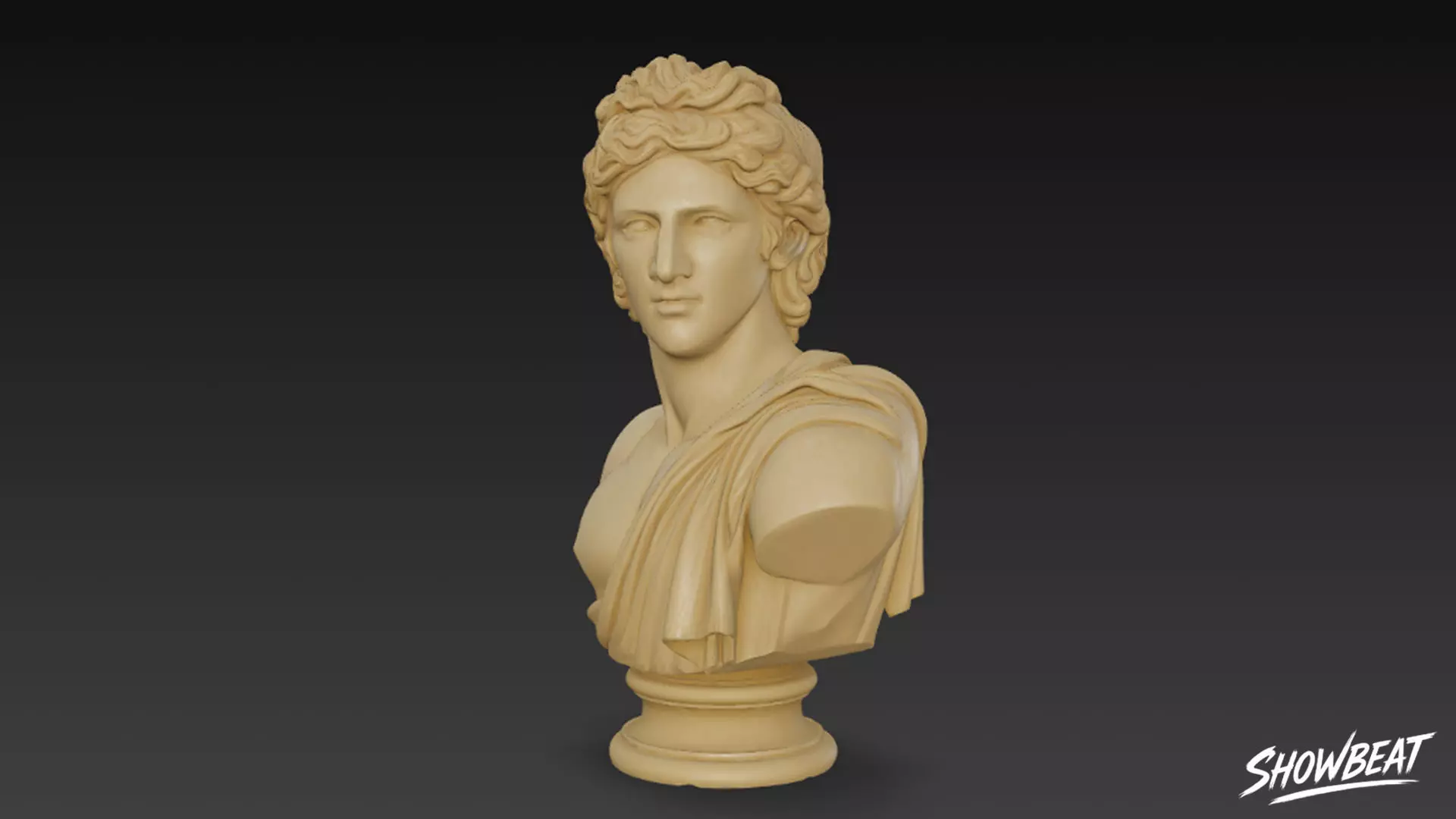 Greek God Apollo Bust Low-poly 3D model_1
