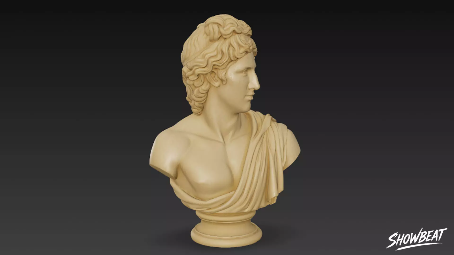 Greek God Apollo Bust Low-poly 3D model_5