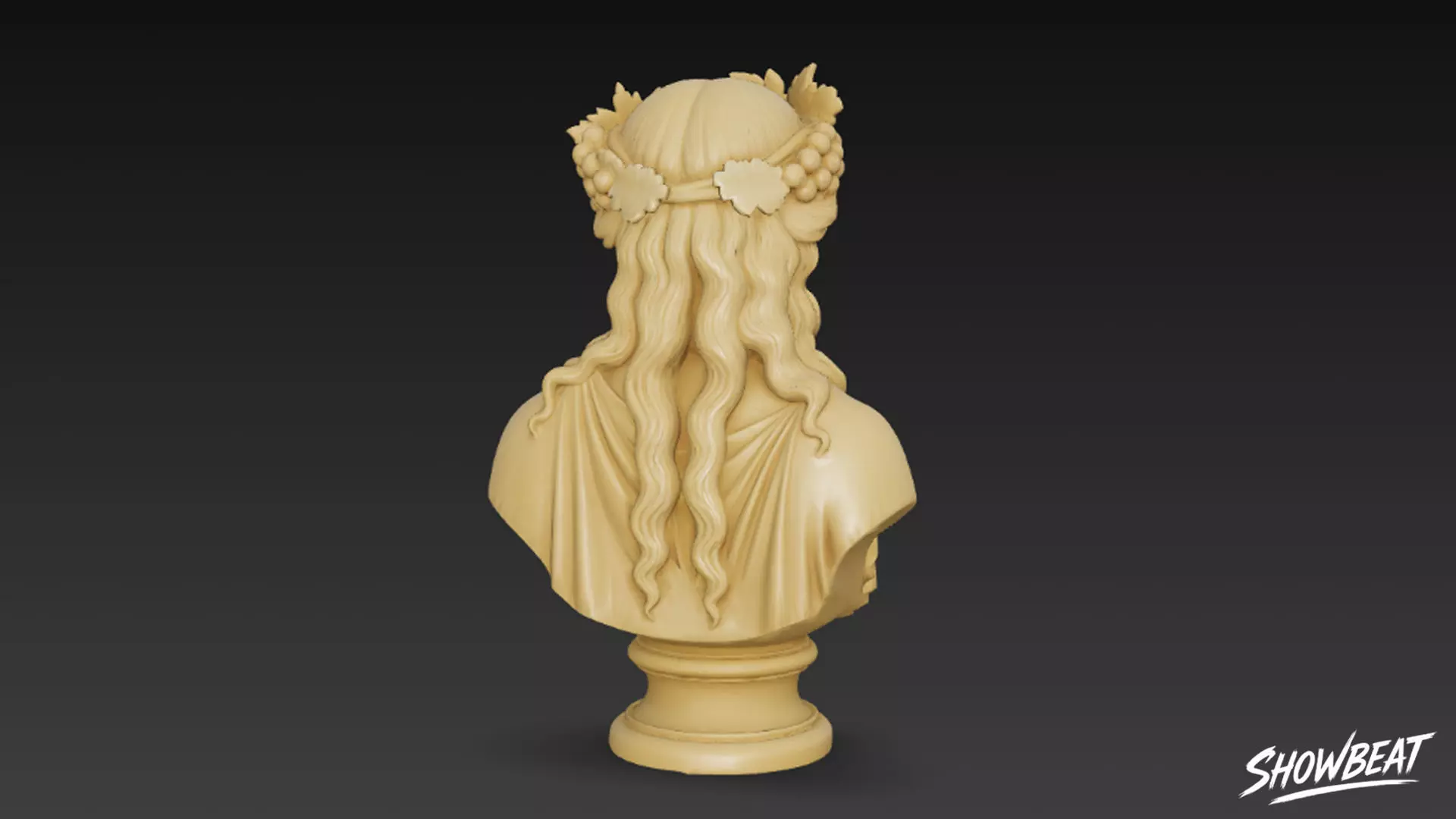 Greek God Dionysus Bust Low-poly 3D model_3