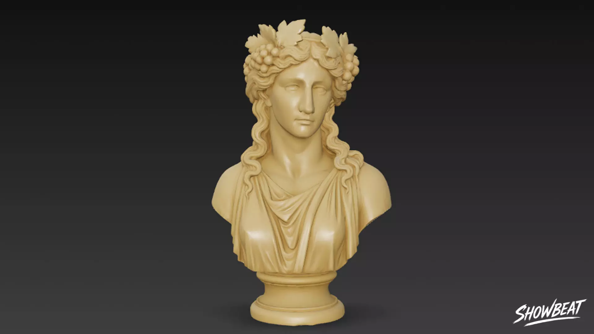 Greek God Dionysus Bust Low-poly 3D model_0